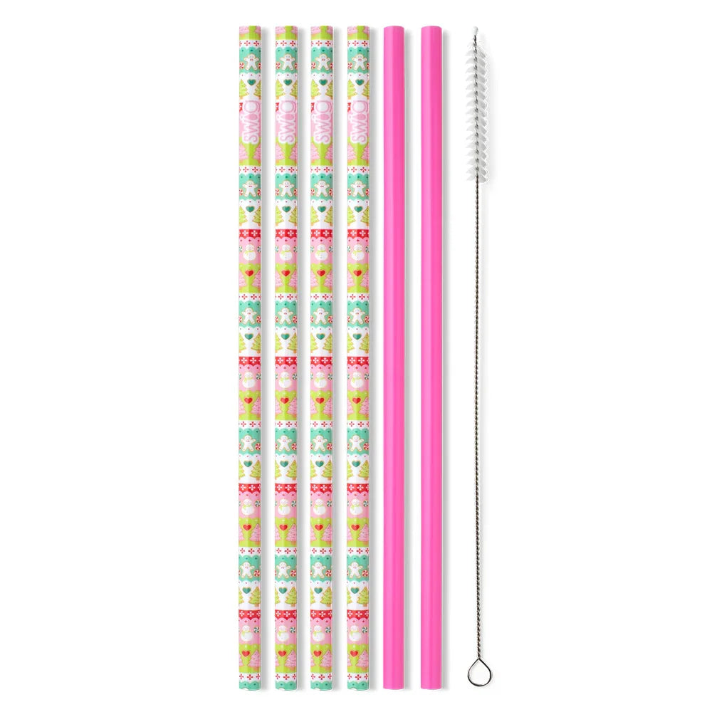 Swig Holiday Reusable Straws + Brush Set