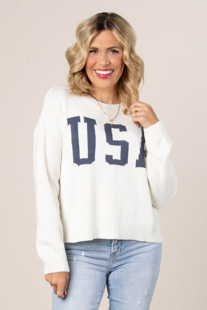 USA Knit Drop Shoulder Sweater