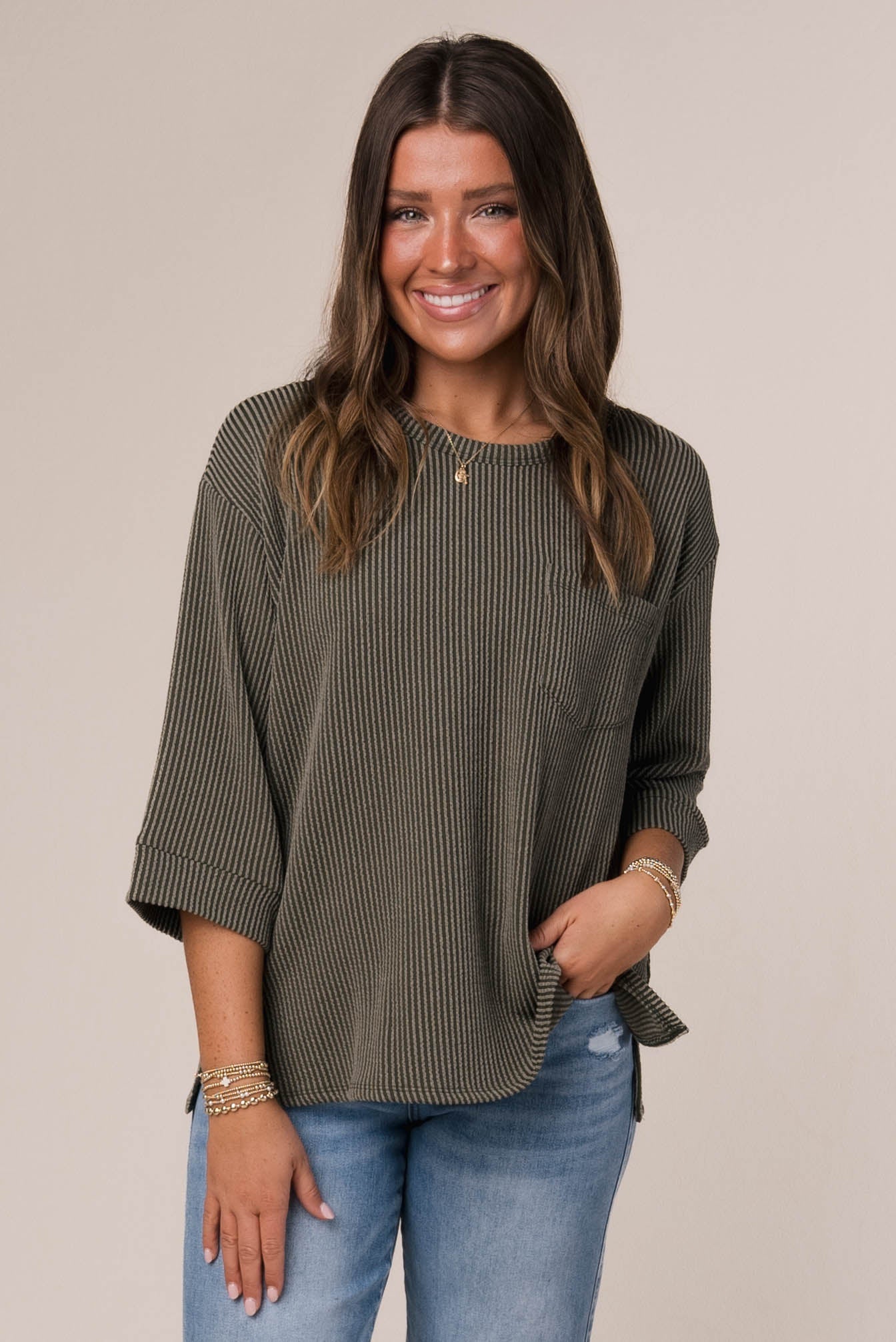 Ribbed Dolman Pocket Top *Final Sale*