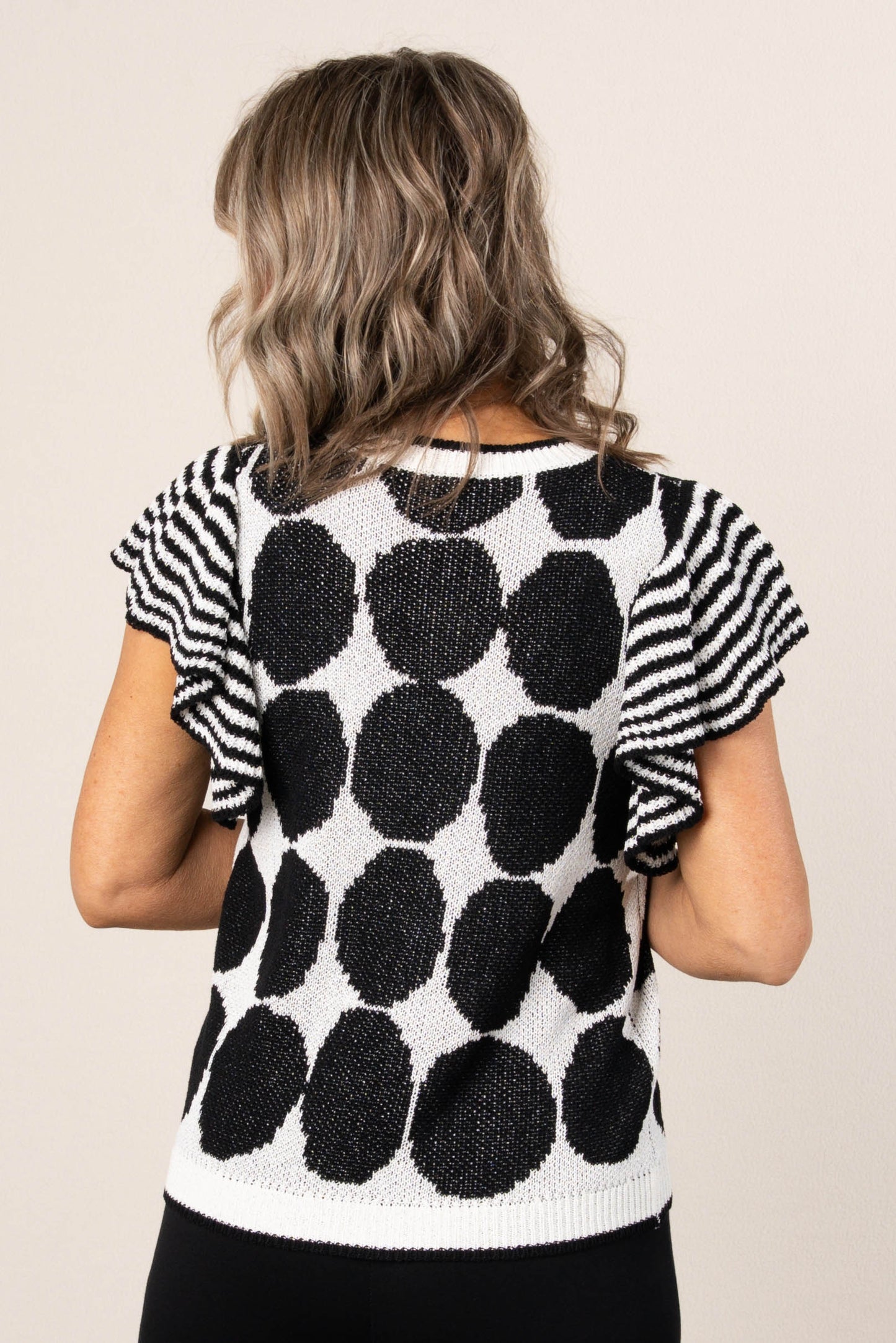 Polka Dot Striped Ruffle Sleeve Sweater *Final Sale*