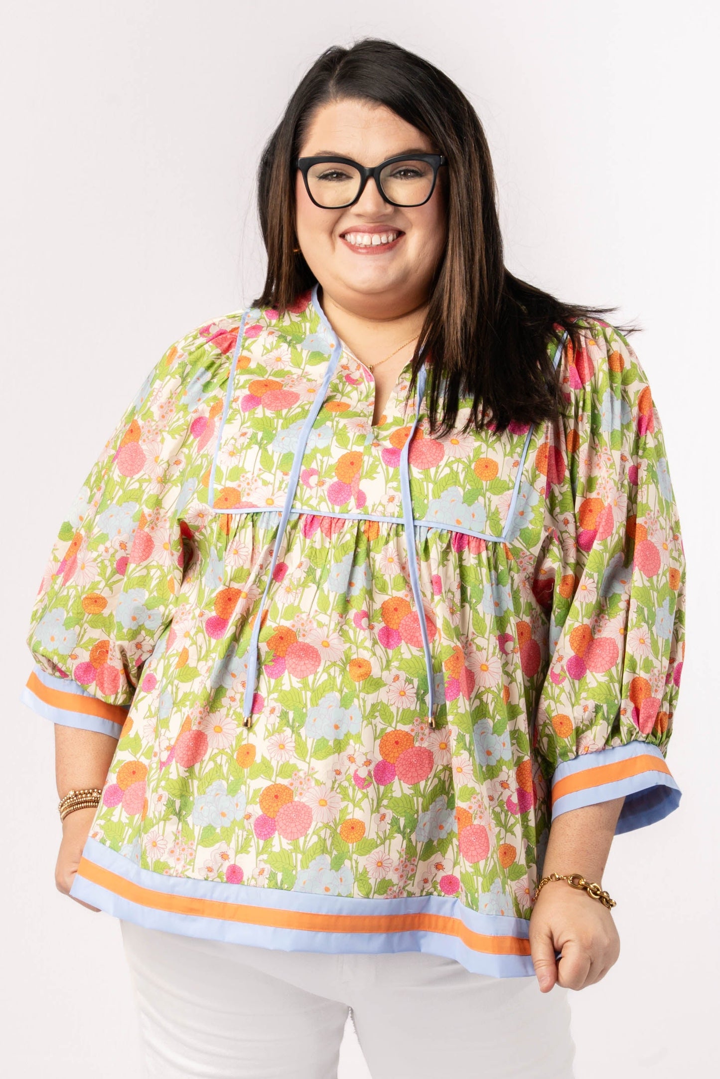 Floral Tie Neck Babydoll Top *Final Sale*