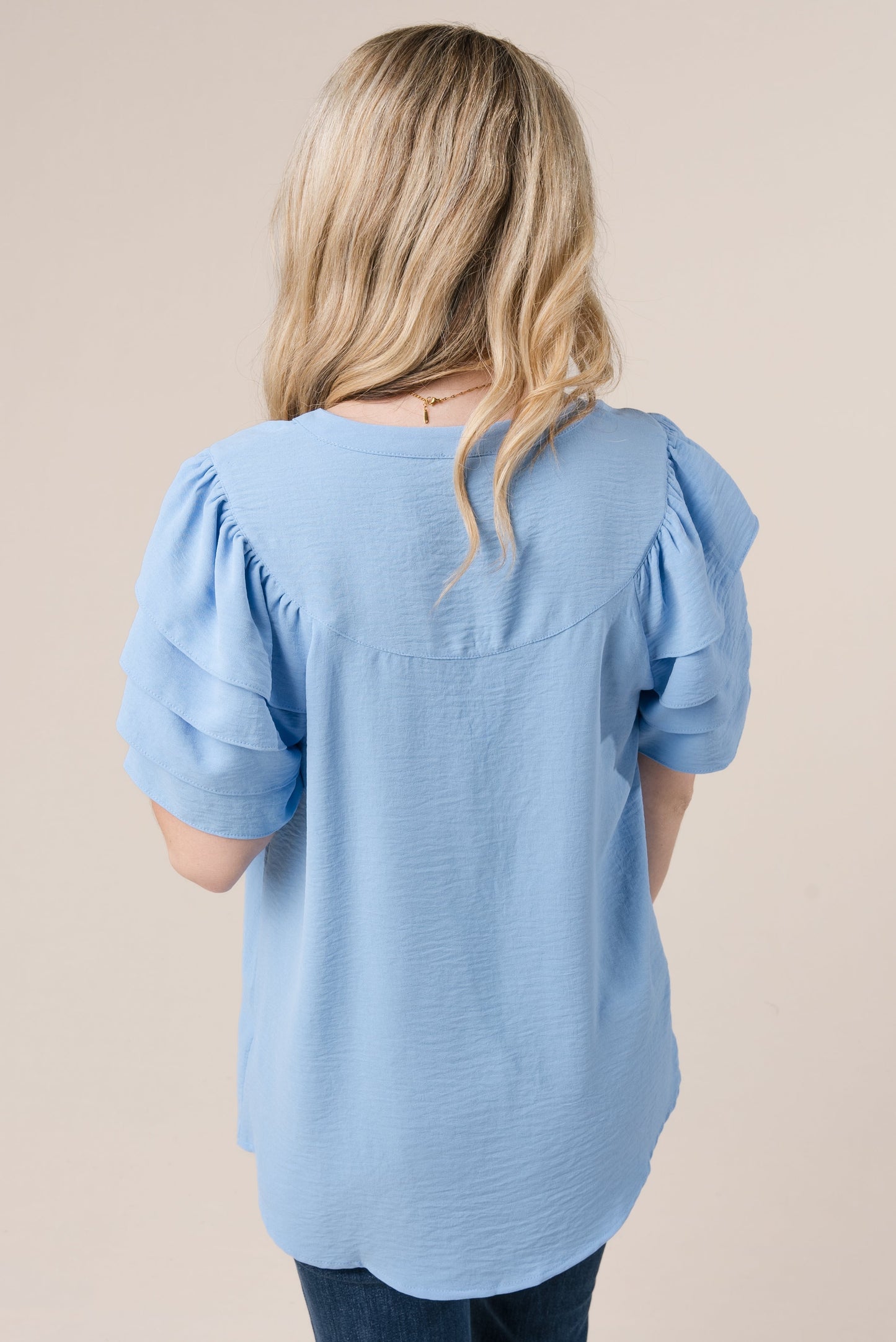 Notch Neck Tiered Sleeve Top *Final Sale*