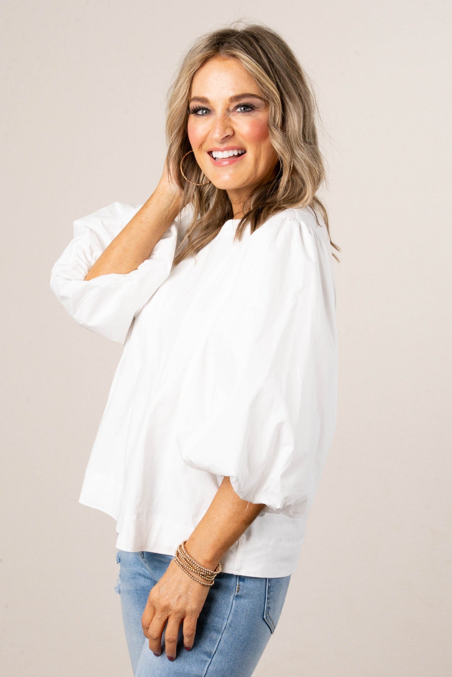 Poplin Pleated Waist Top