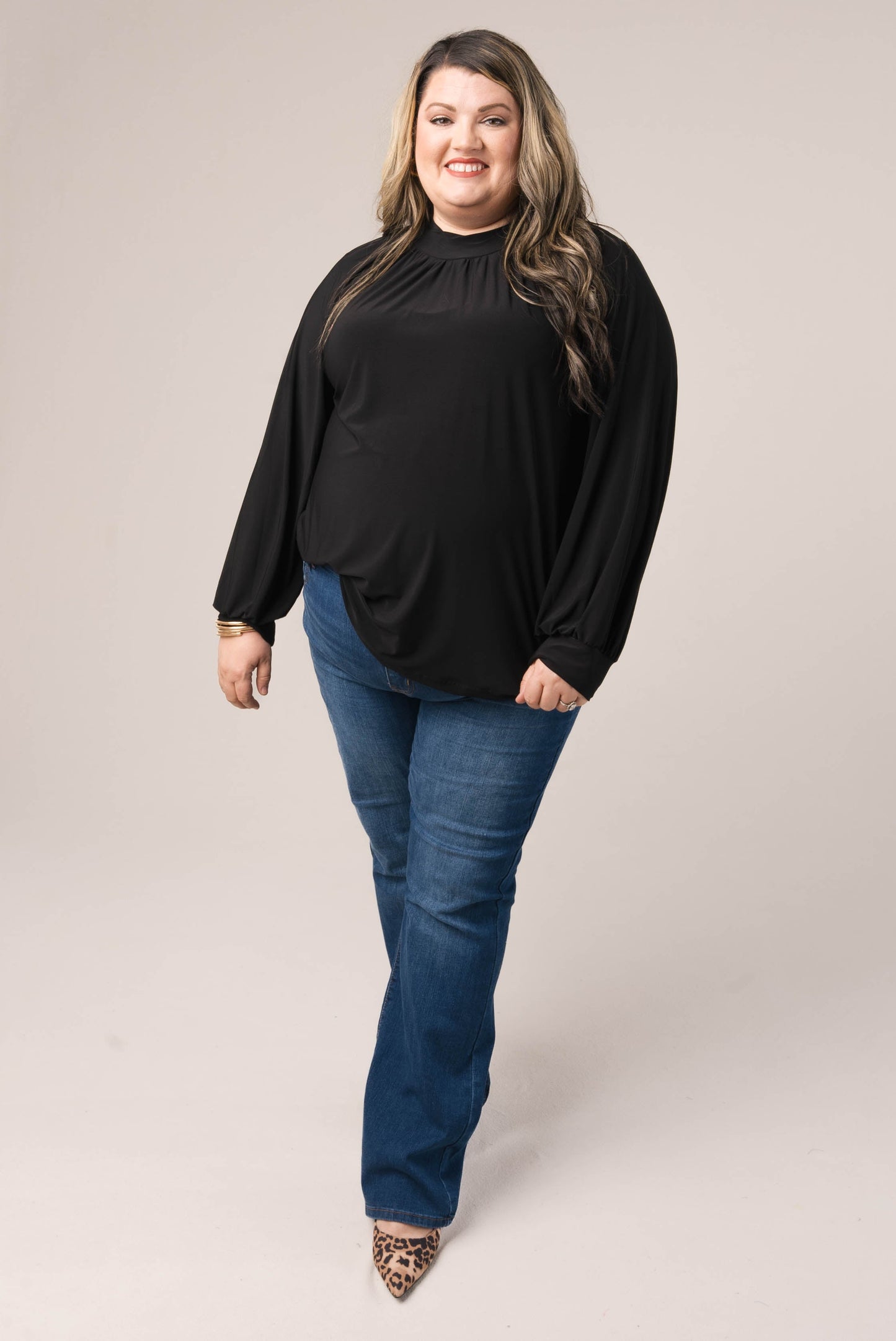 Shirred Mock Neck Top *Final Sale*