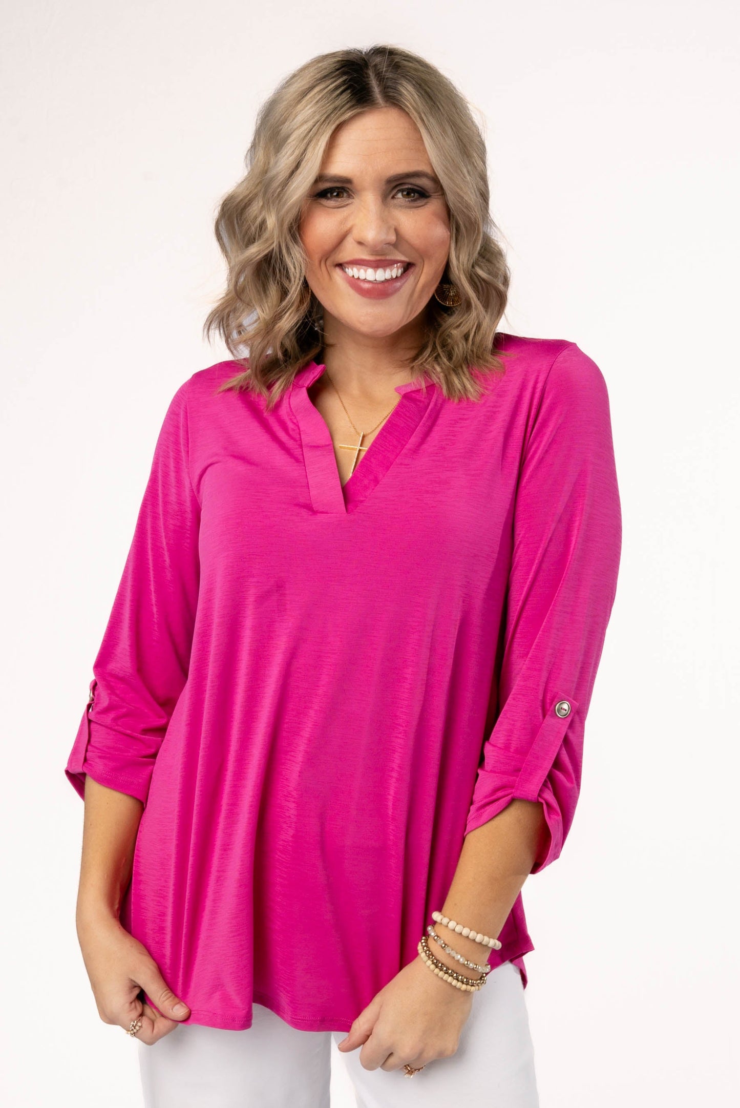 Liz Solid Tab Sleeve Top