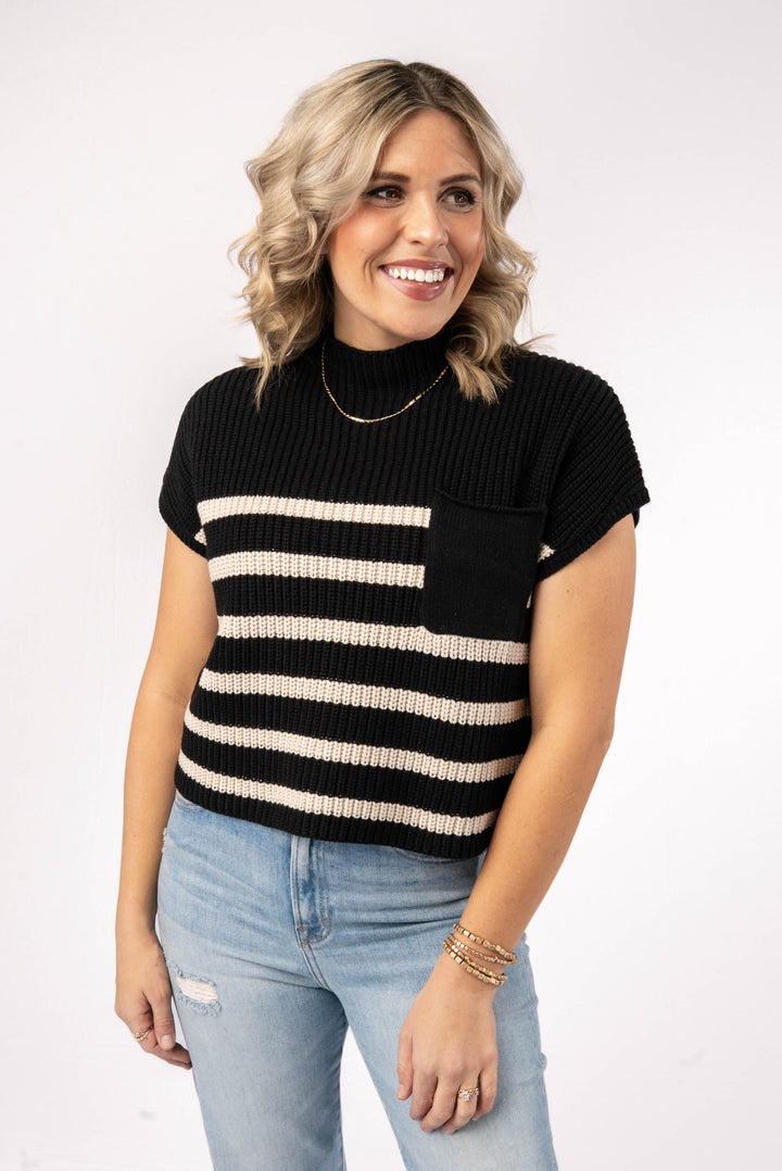 Striped Cap Sleeve Sweater