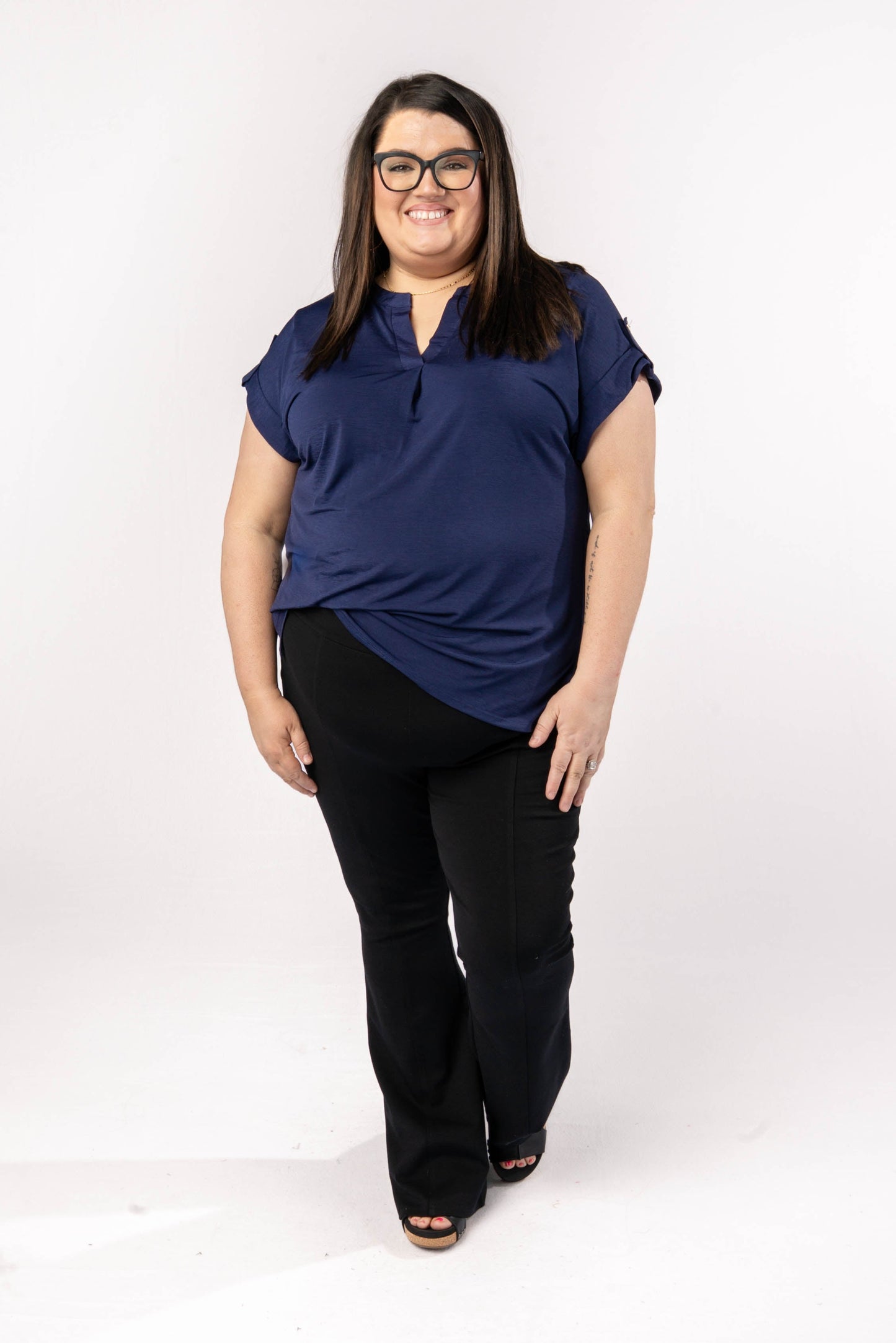 Liz Solid Short Tab Sleeve Top