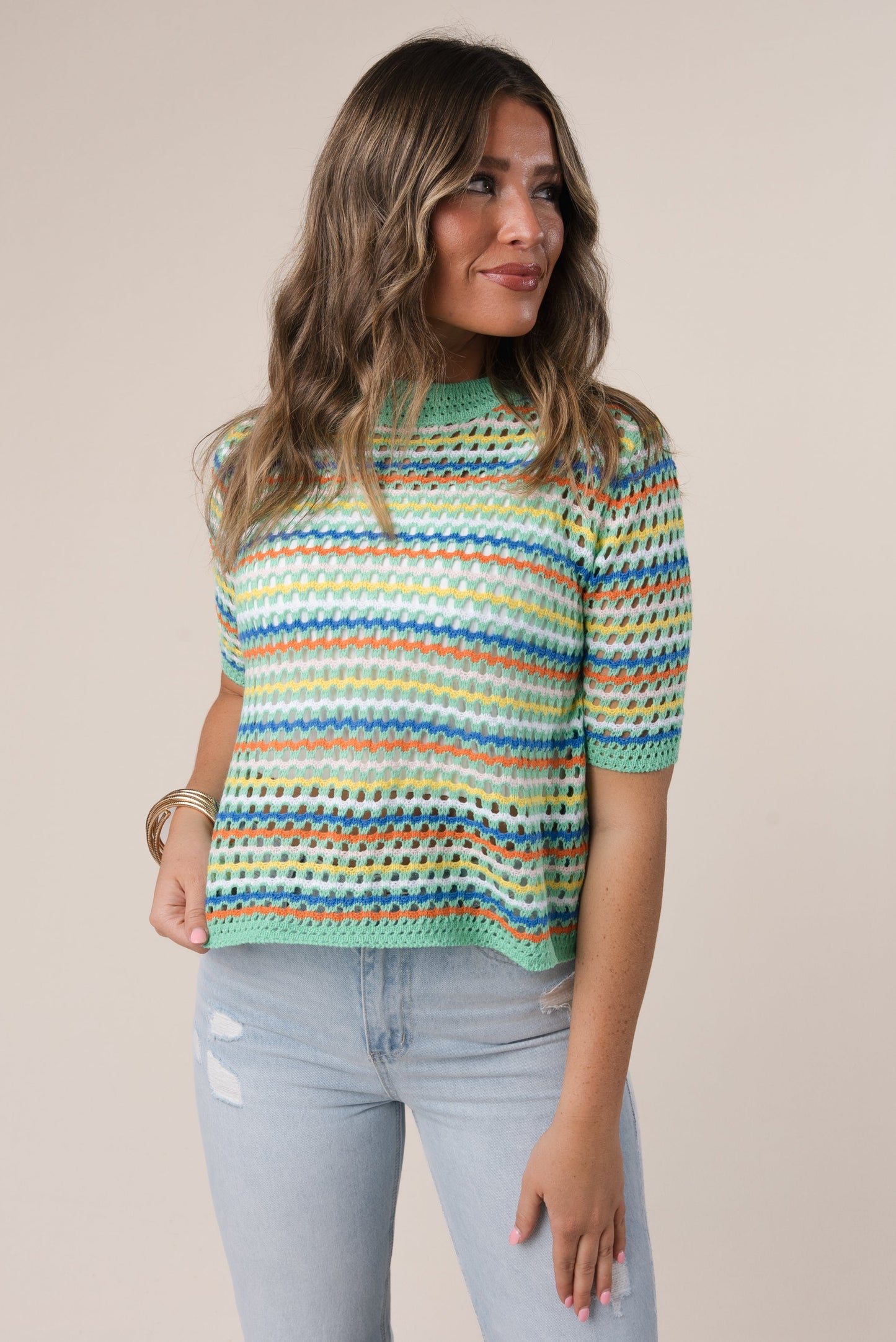 Striped Open Knit Top *Final Sale*