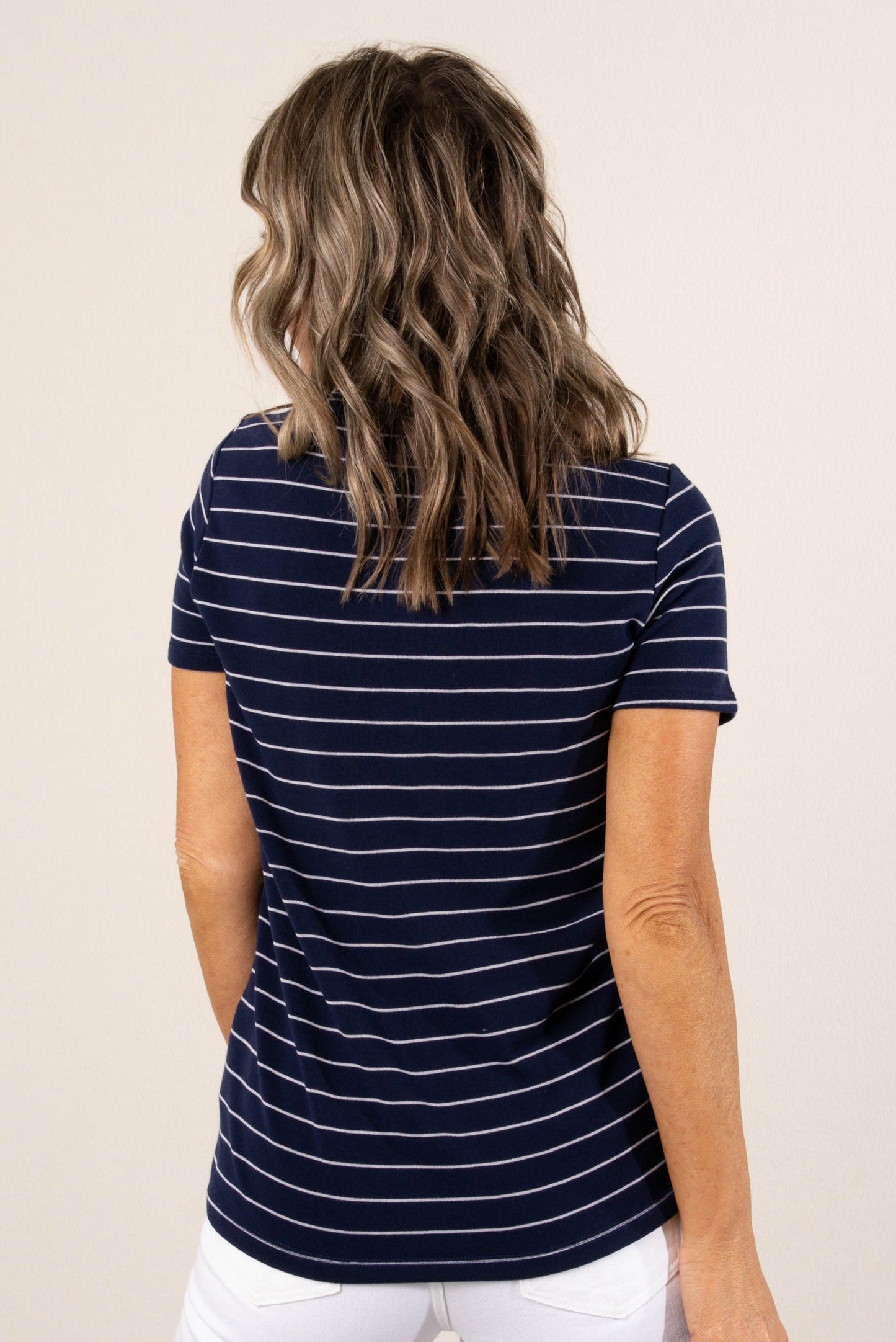 Striped Button Shoulder Top