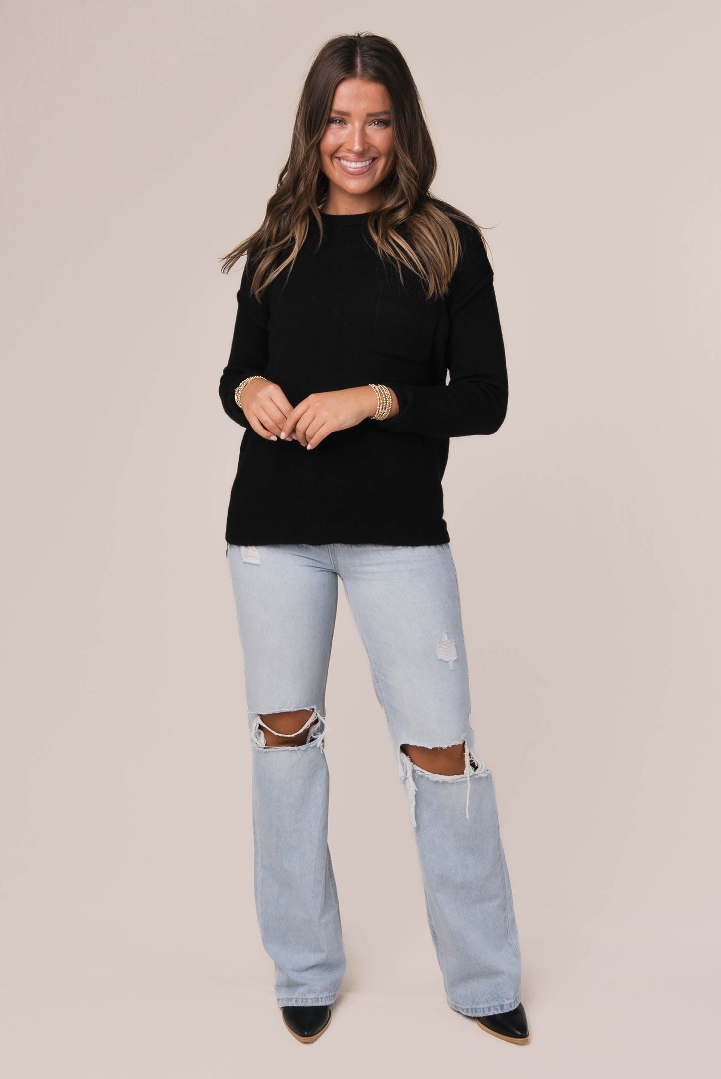 Melange Knit Hi-Lo Sweater *Final Sale*
