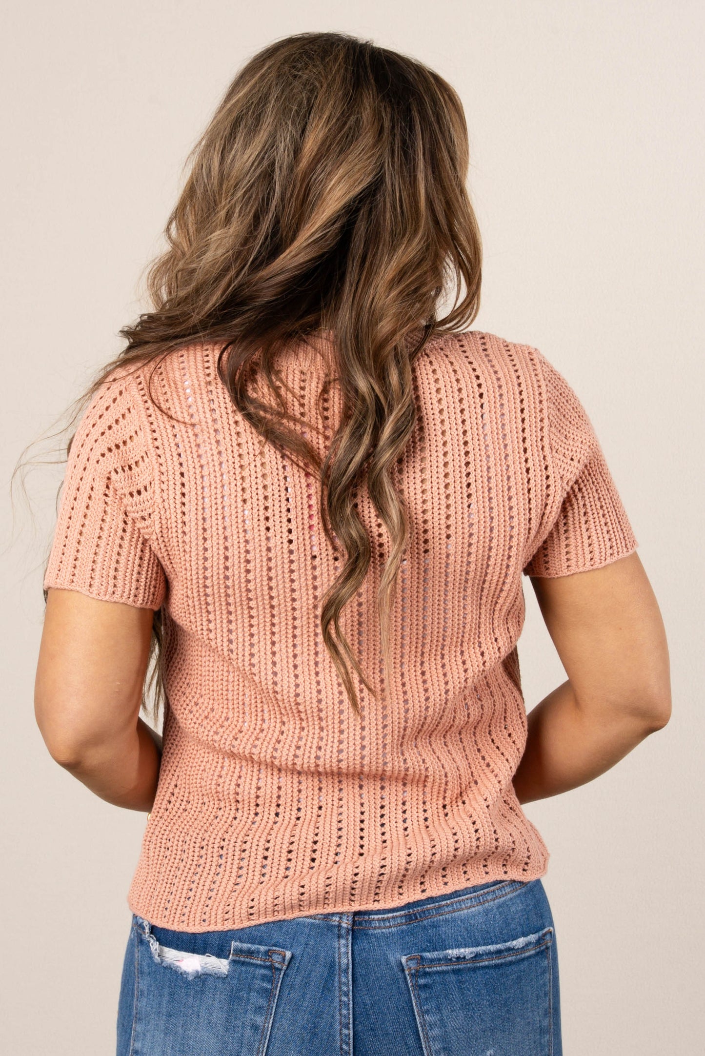 Open Knit Button Up Sweater