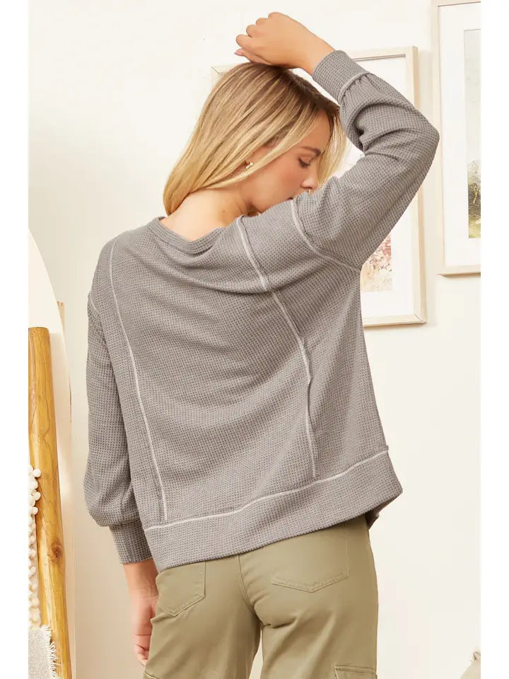Waffle Knit Top Stitch Top *Final Sale*