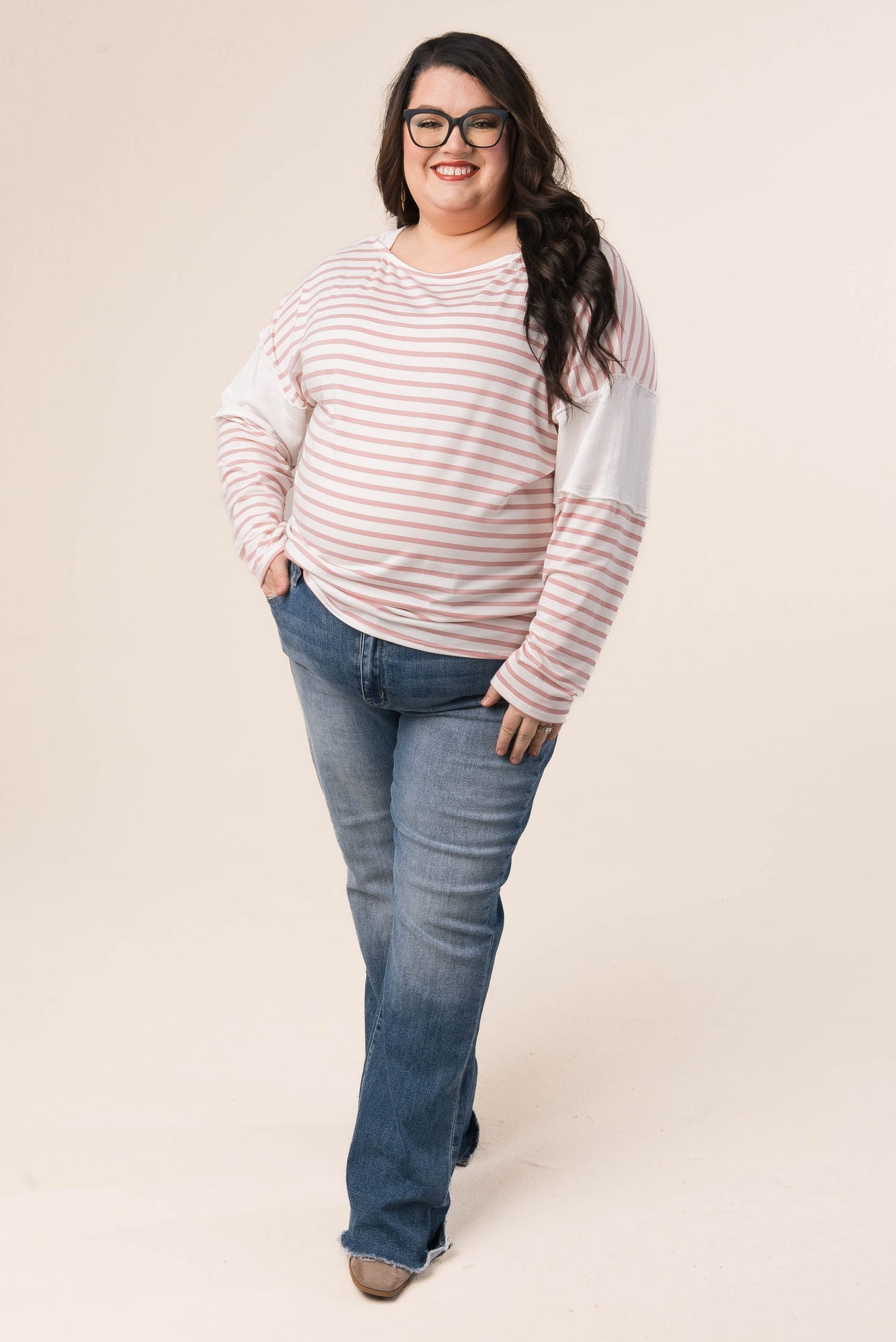 Striped Contrast Sleeve Top
