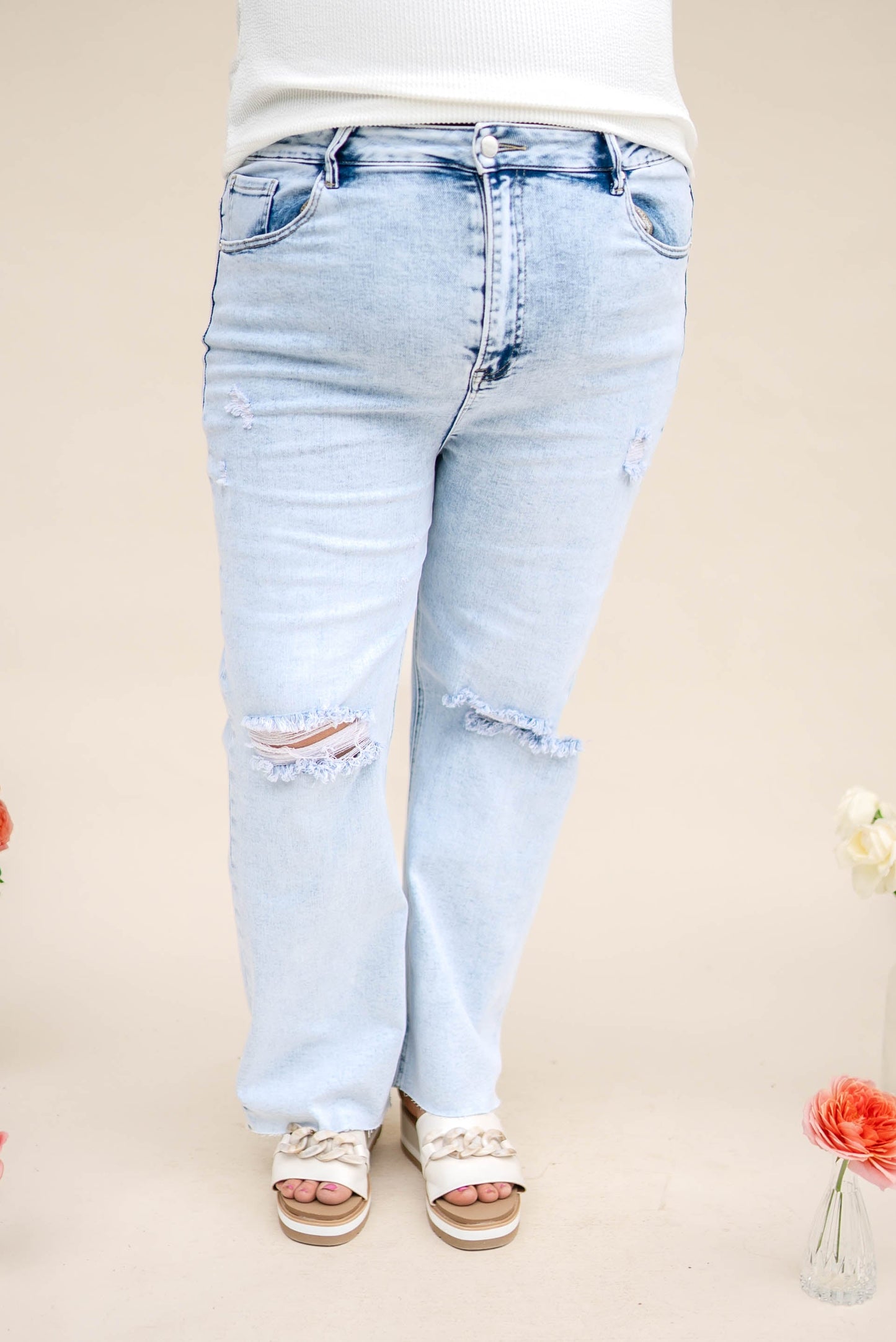 Risen Denim | Isla High Rise Crop Straight Leg Jeans