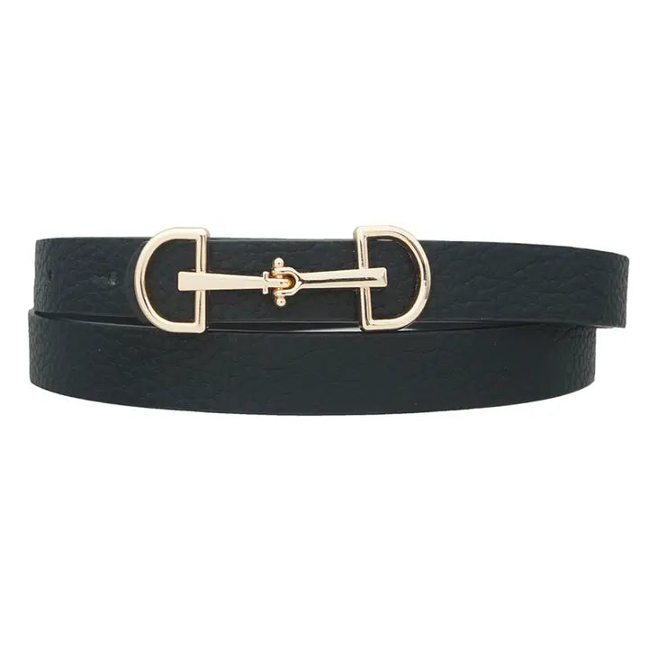 Skinny Horsebit Buckle Belt