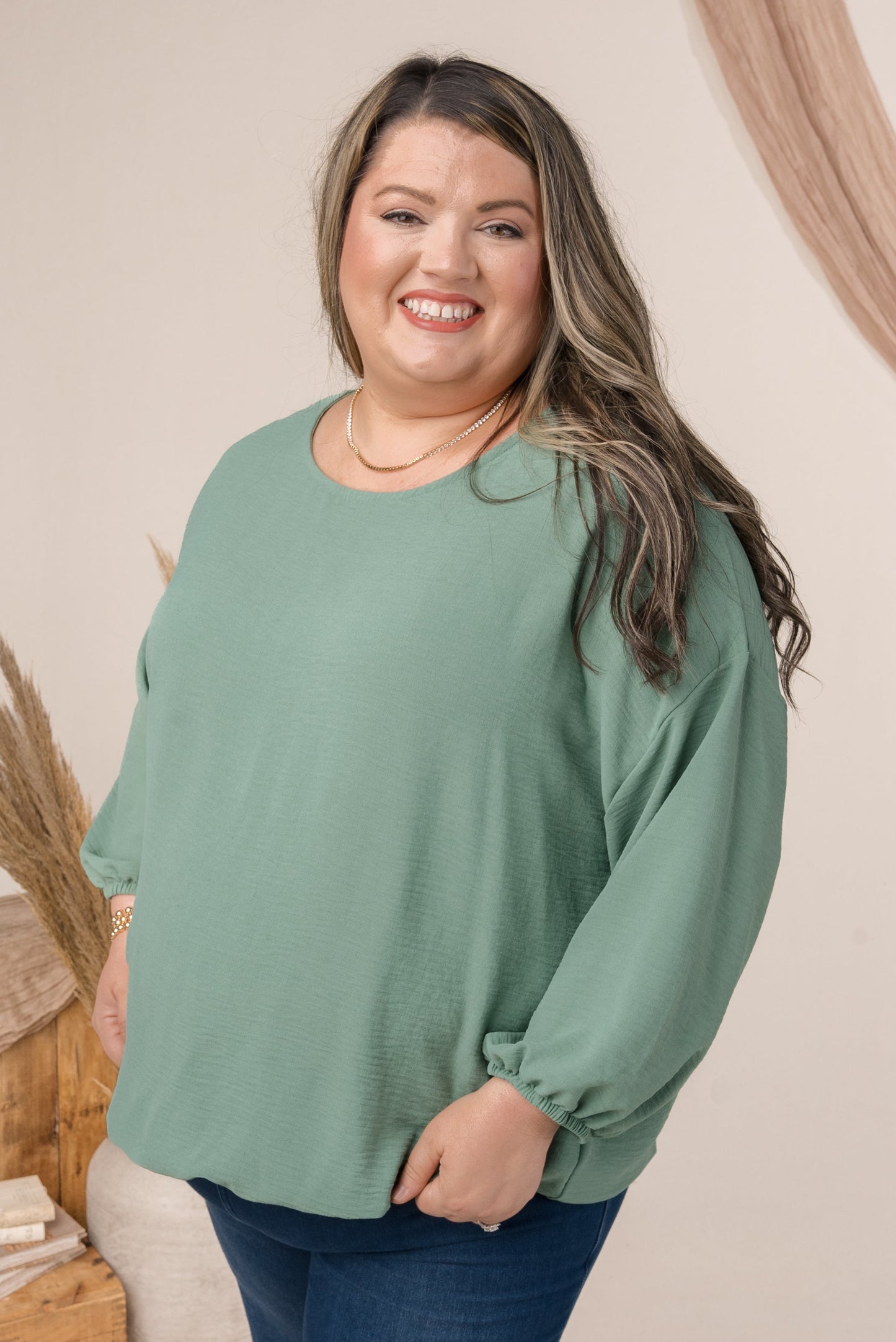 Crinkle Knit Bubble Hem Blouse *Final Sale*