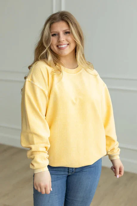 Essential Luxe Corded Crew Sweatshirt