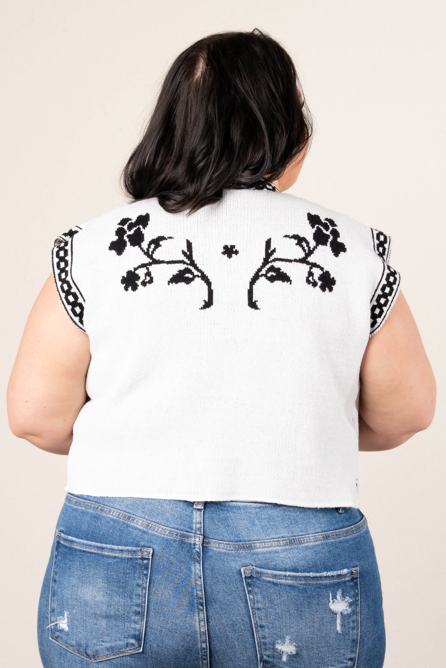 Floral Bow Front Sweater Vest