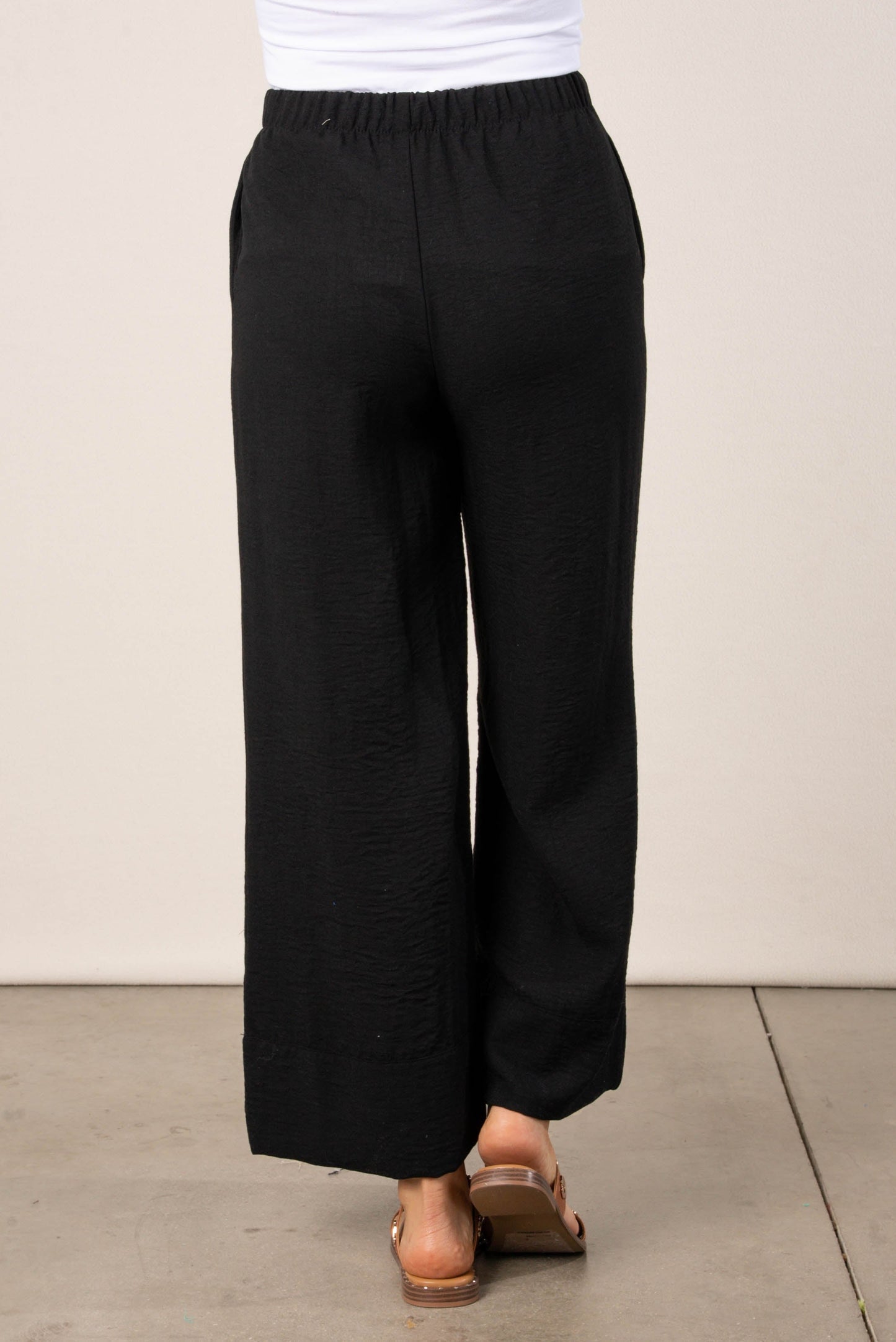 Textured Drawstring Palazzo Pants