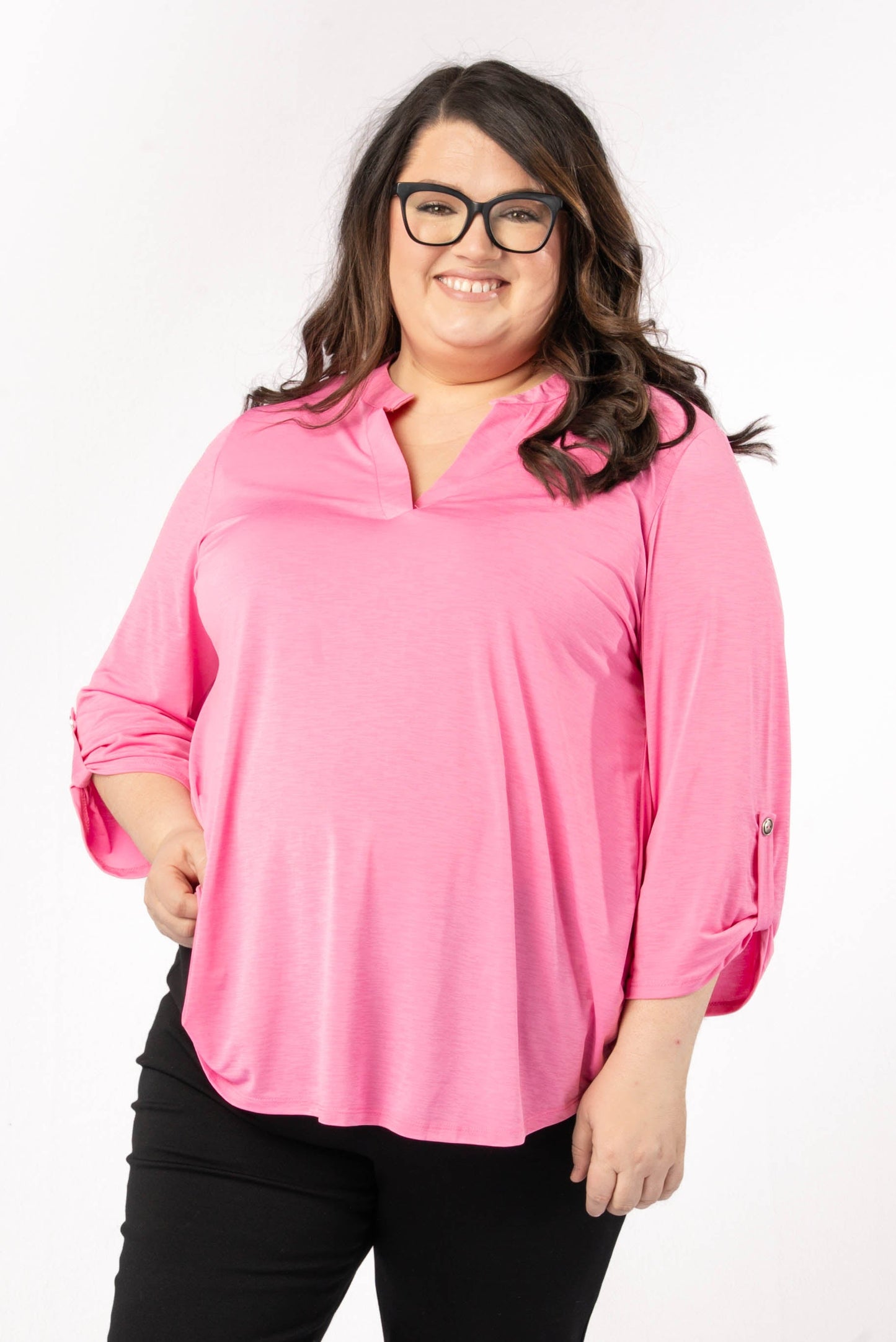 Liz Solid Tab Sleeve Top
