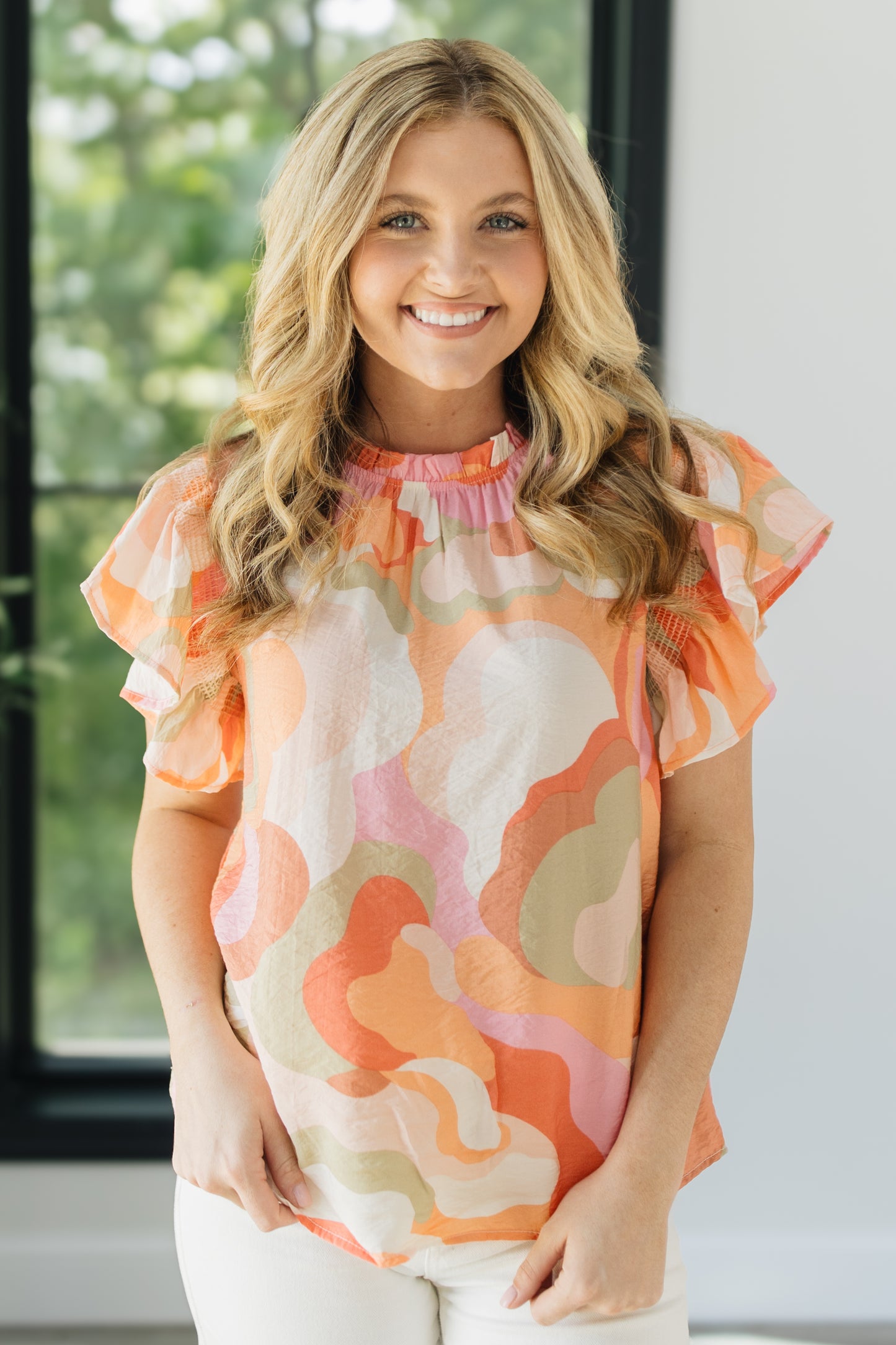 Abstract Ruffled Top *Final Sale*