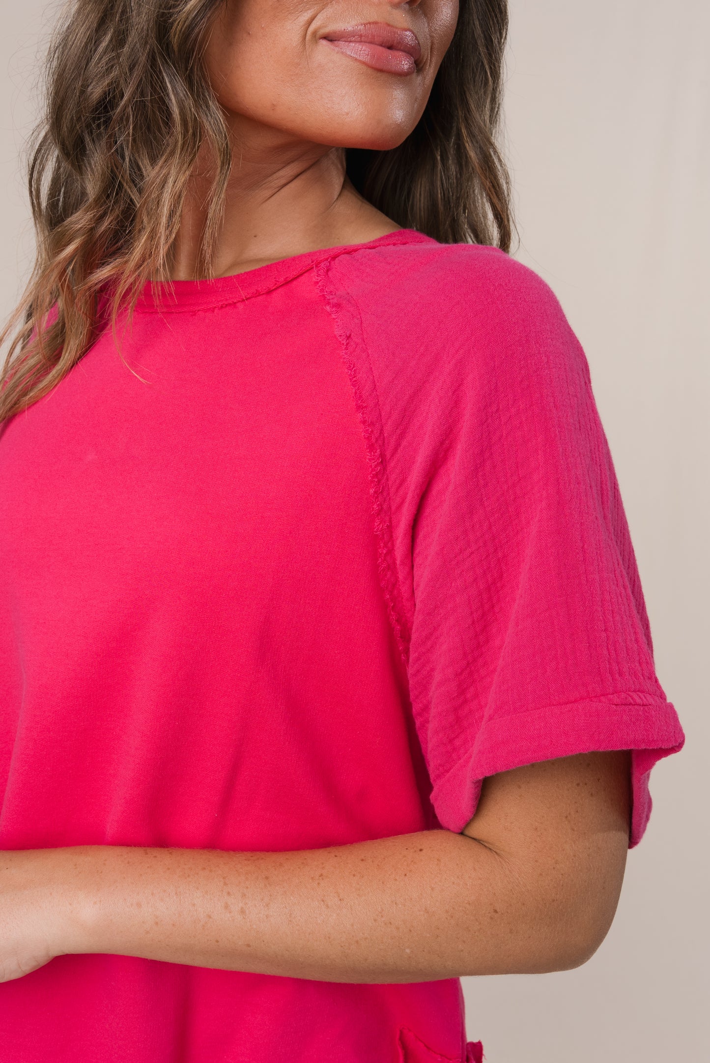 Mixed Knit Raw Seamed Top *Final Sale*