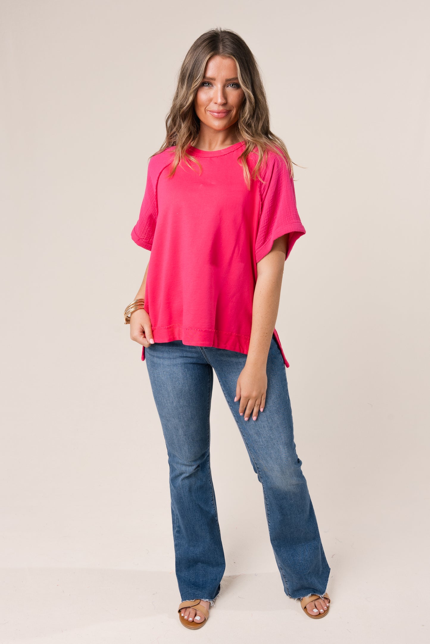 Mixed Knit Raw Seamed Top *Final Sale*