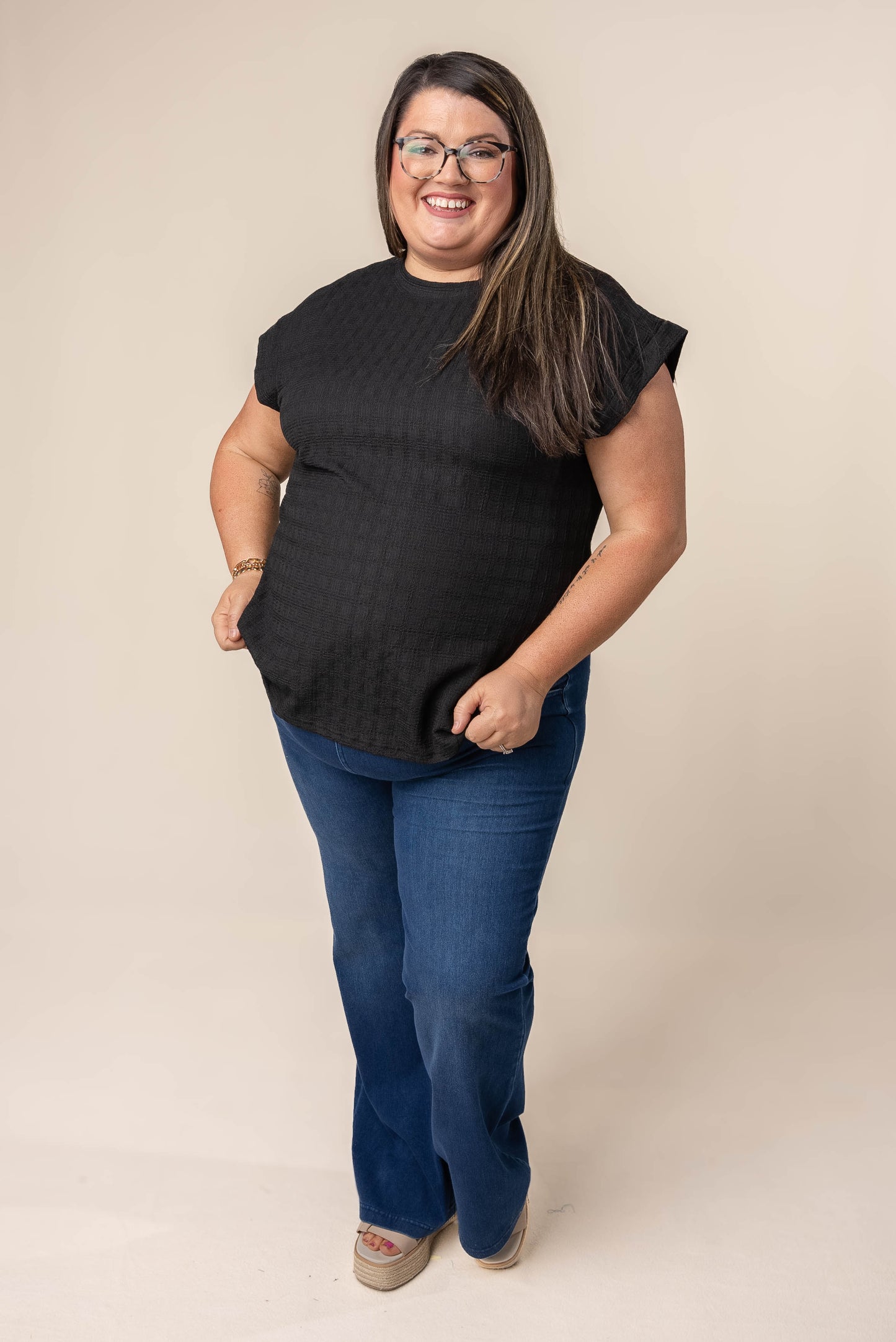 Textured Cap Sleeve Top