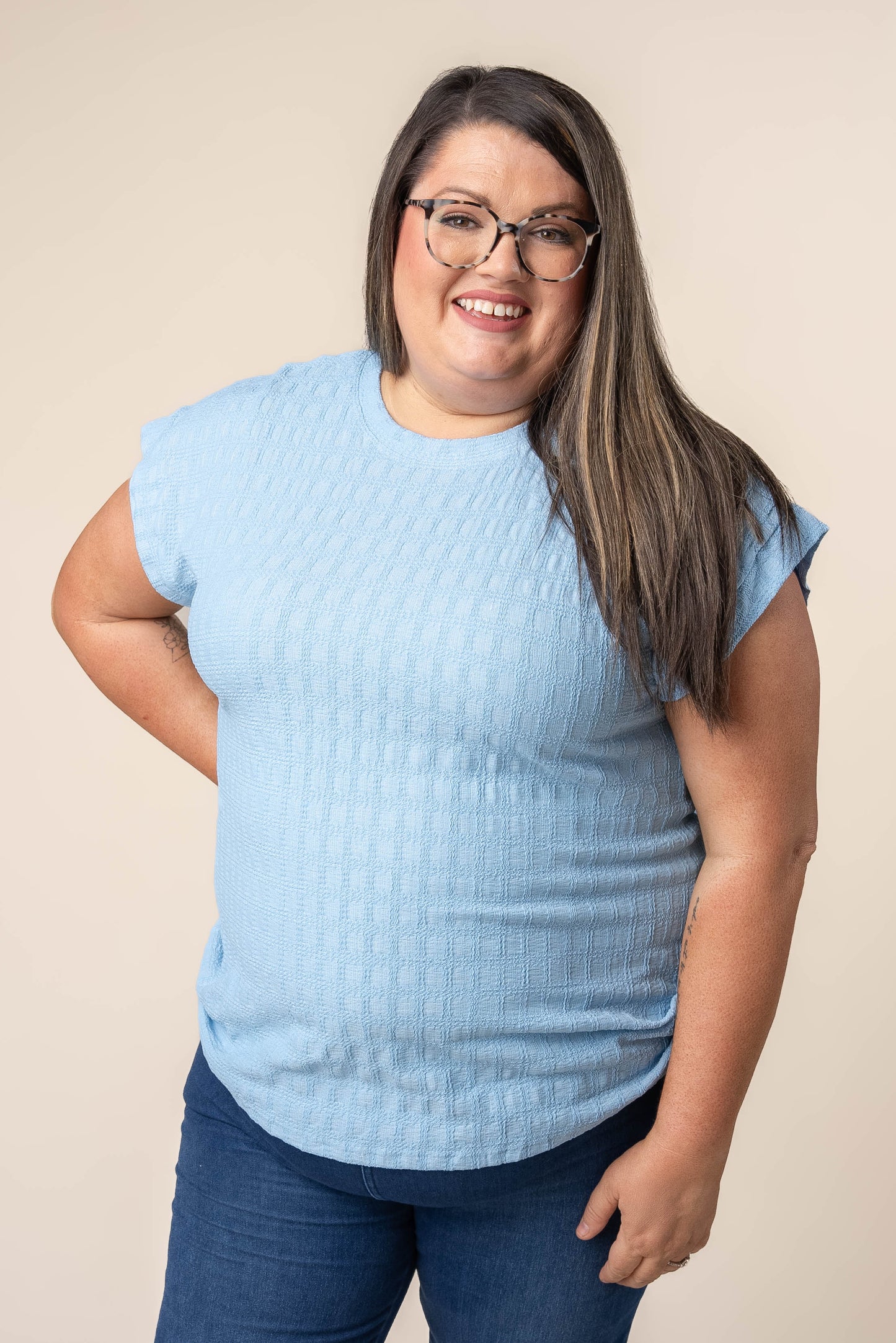 Textured Cap Sleeve Top
