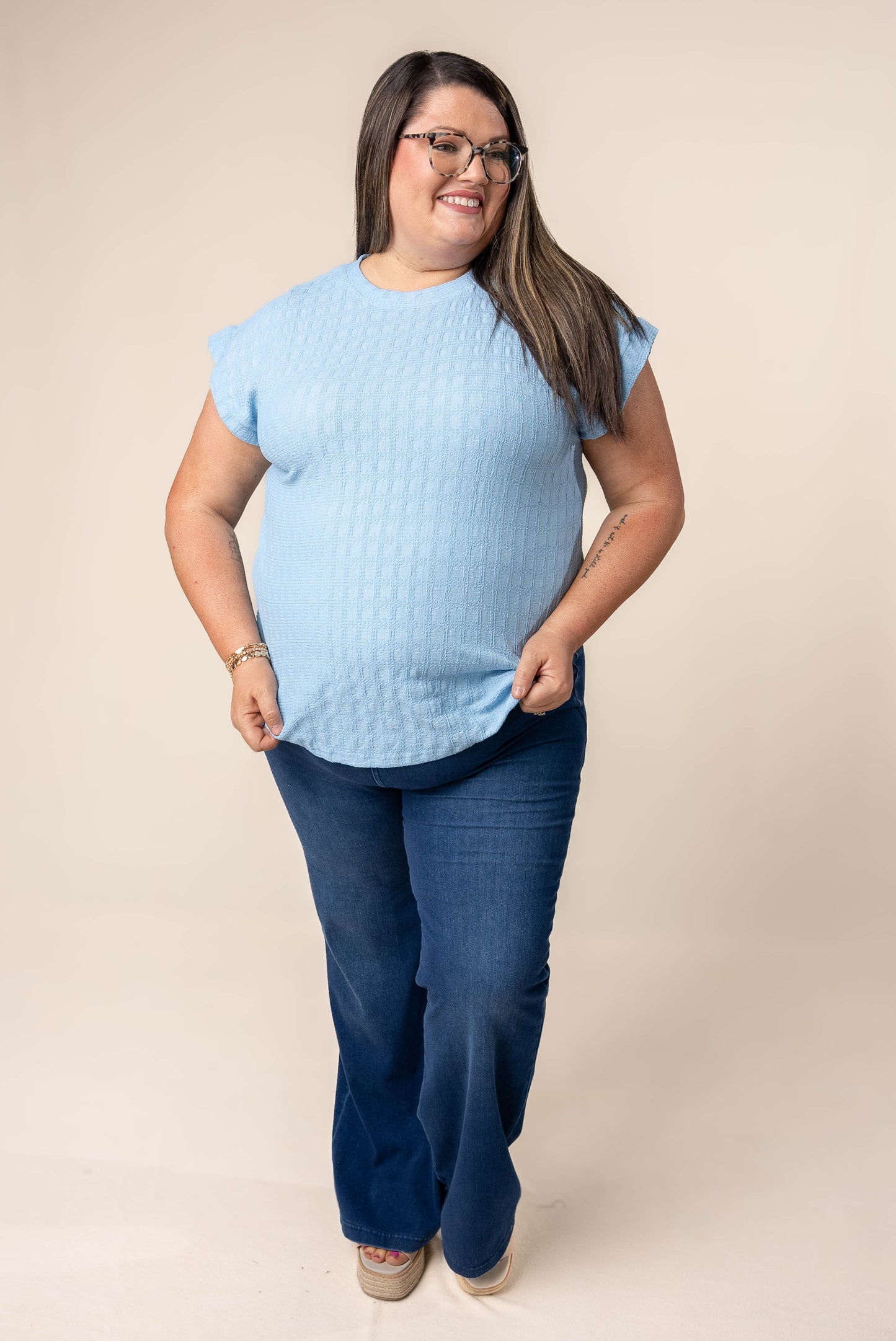 Textured Cap Sleeve Top