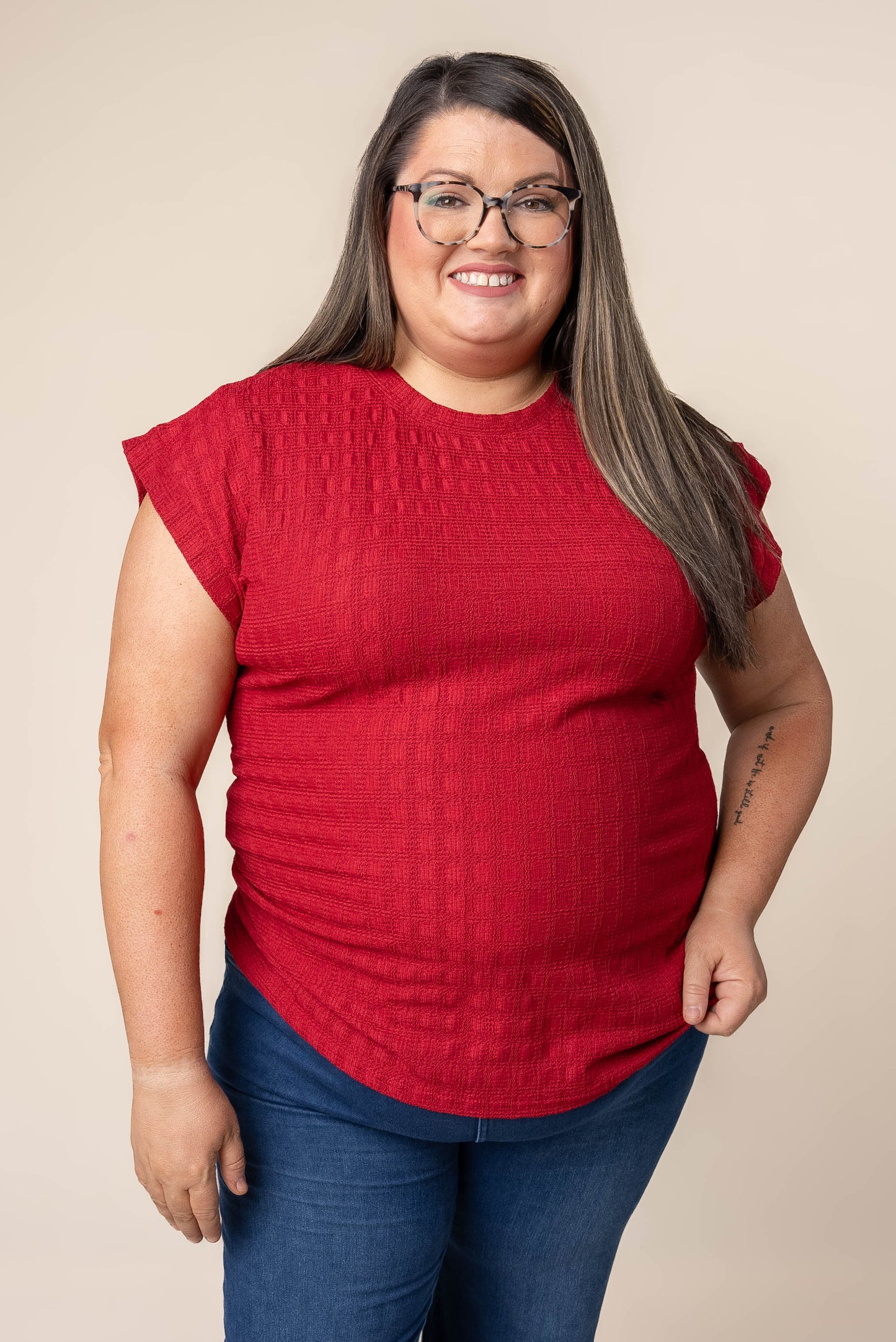 Textured Cap Sleeve Top