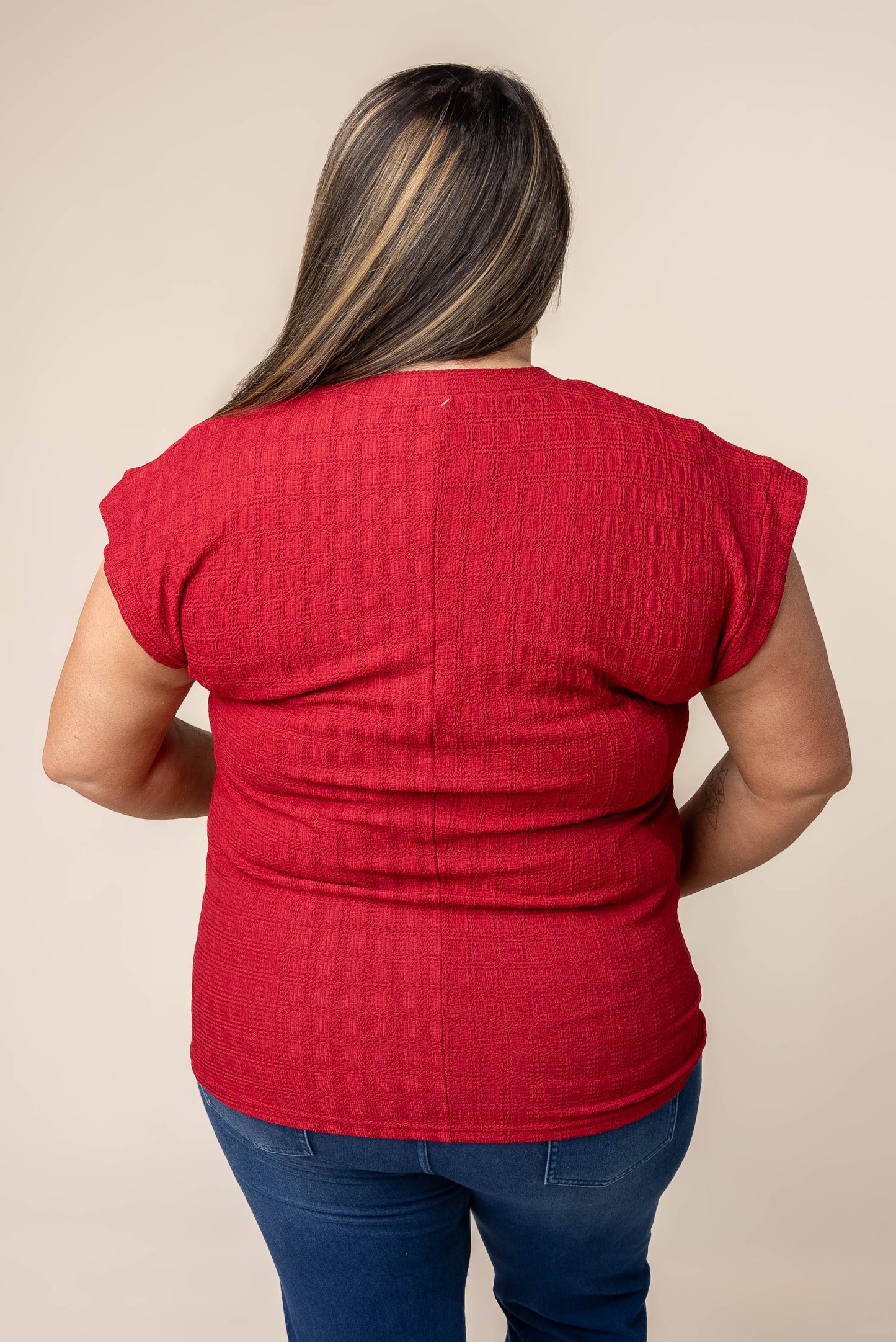 Textured Cap Sleeve Top
