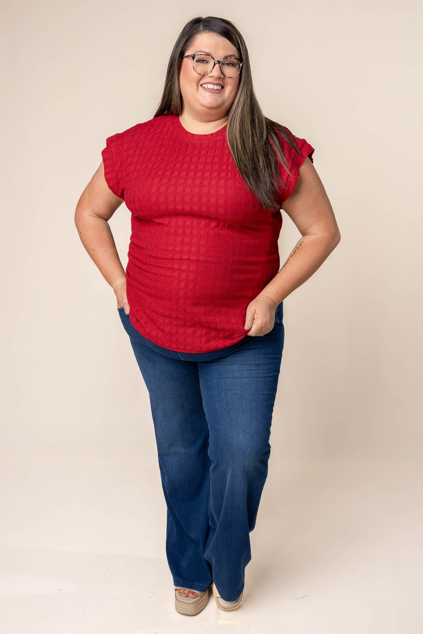Textured Cap Sleeve Top
