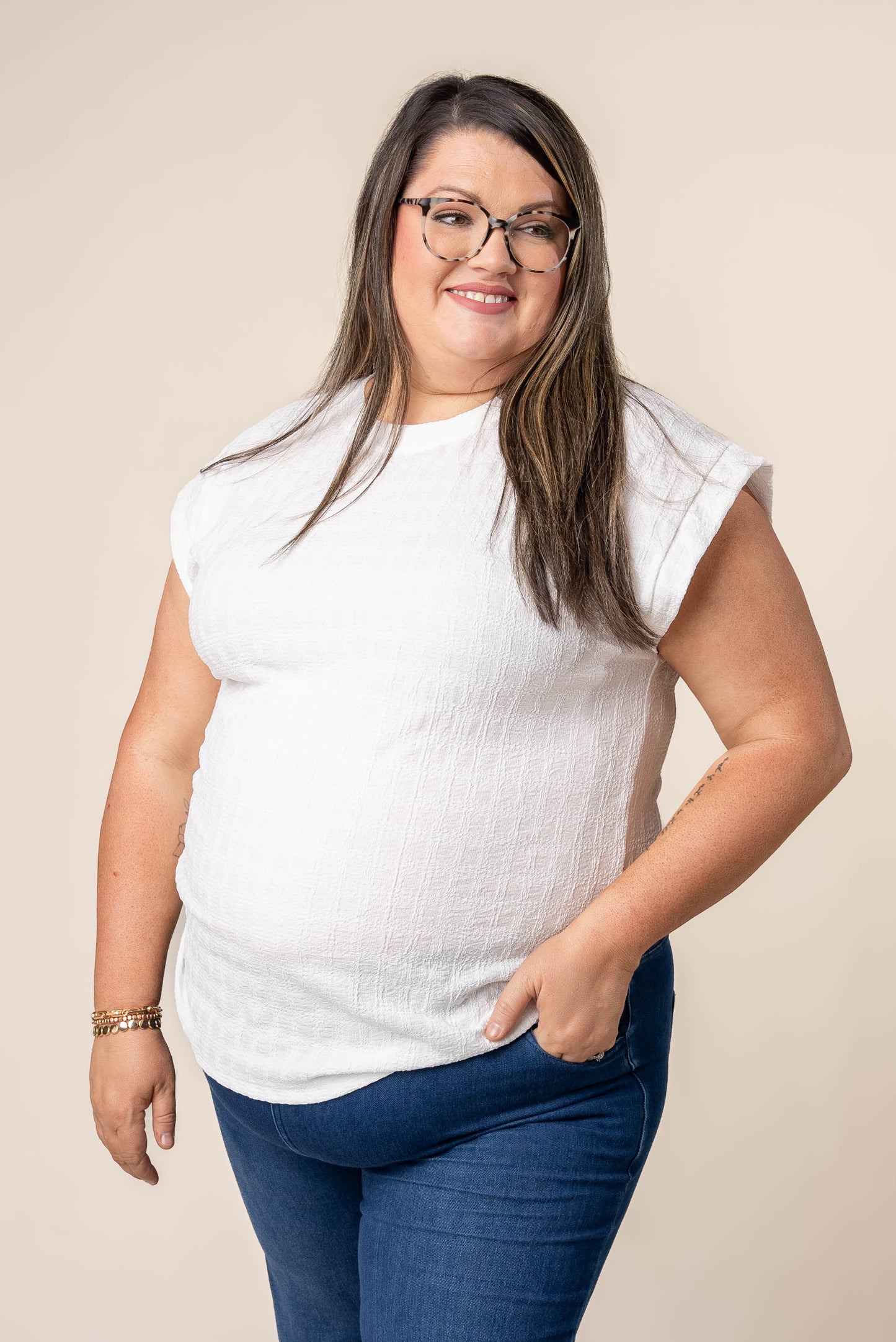 Textured Cap Sleeve Top