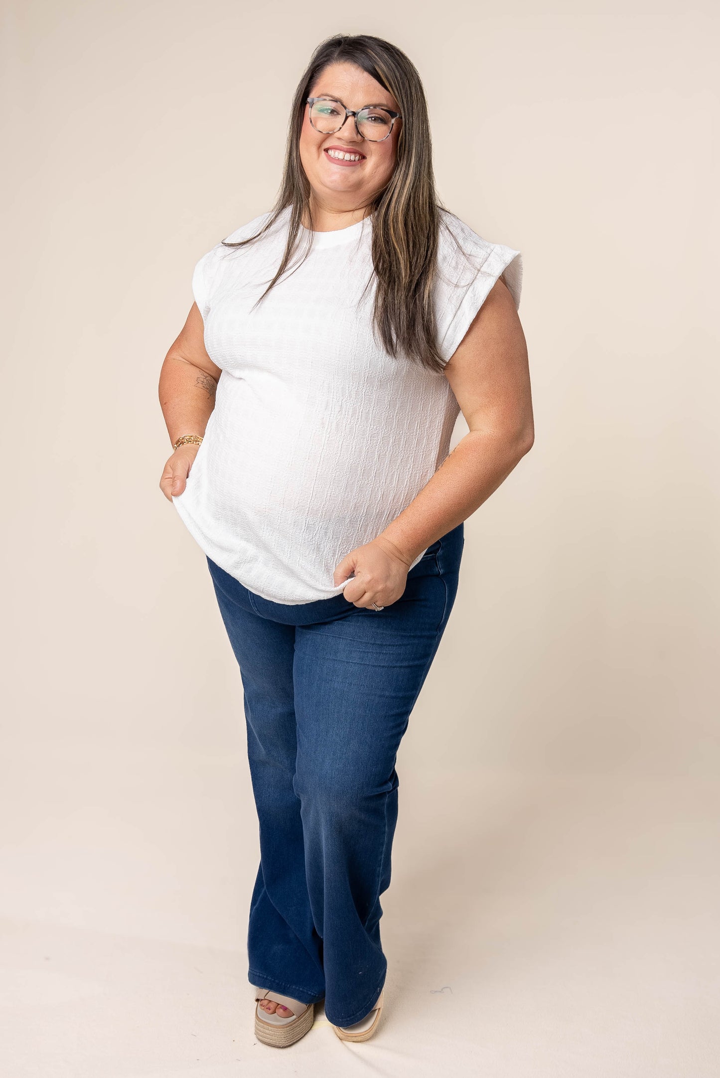 Textured Cap Sleeve Top
