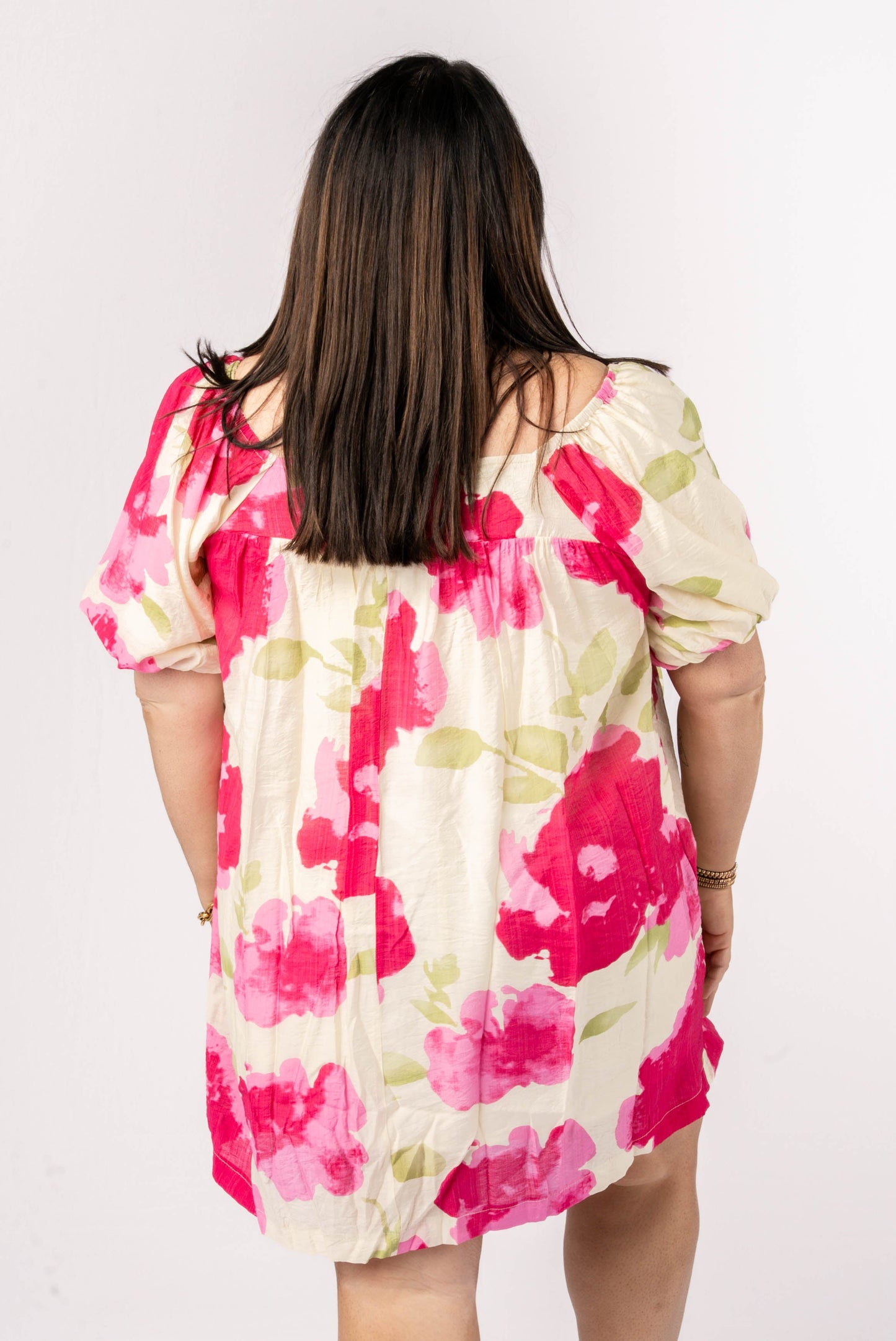 Floral Watercolor Square Neck Dress