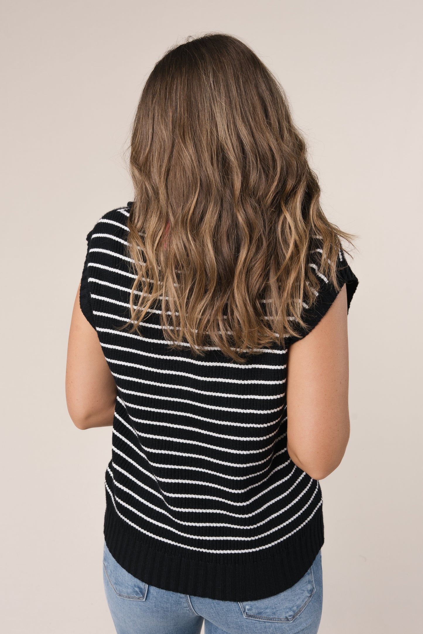Striped Cap Sleeve Sweater