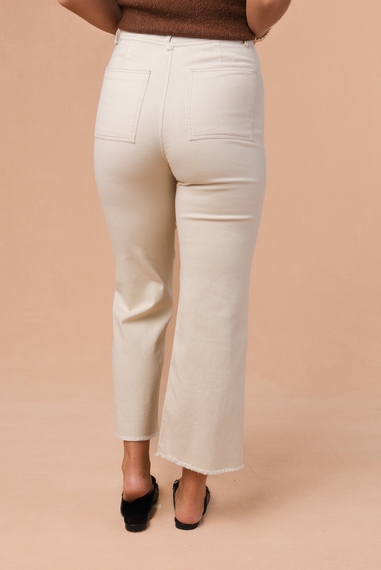 Button Fly Wide Leg Pants