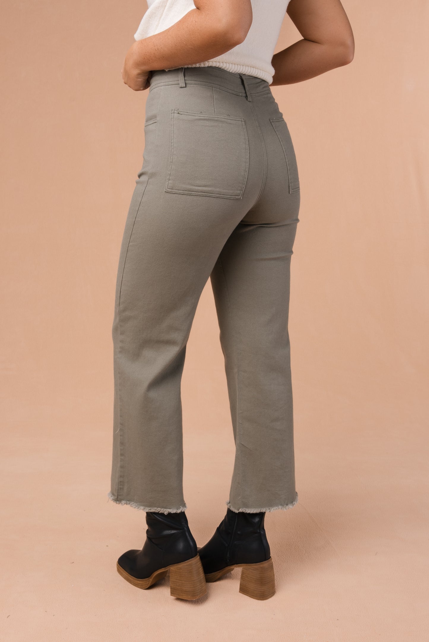 Button Fly Wide Leg Pants