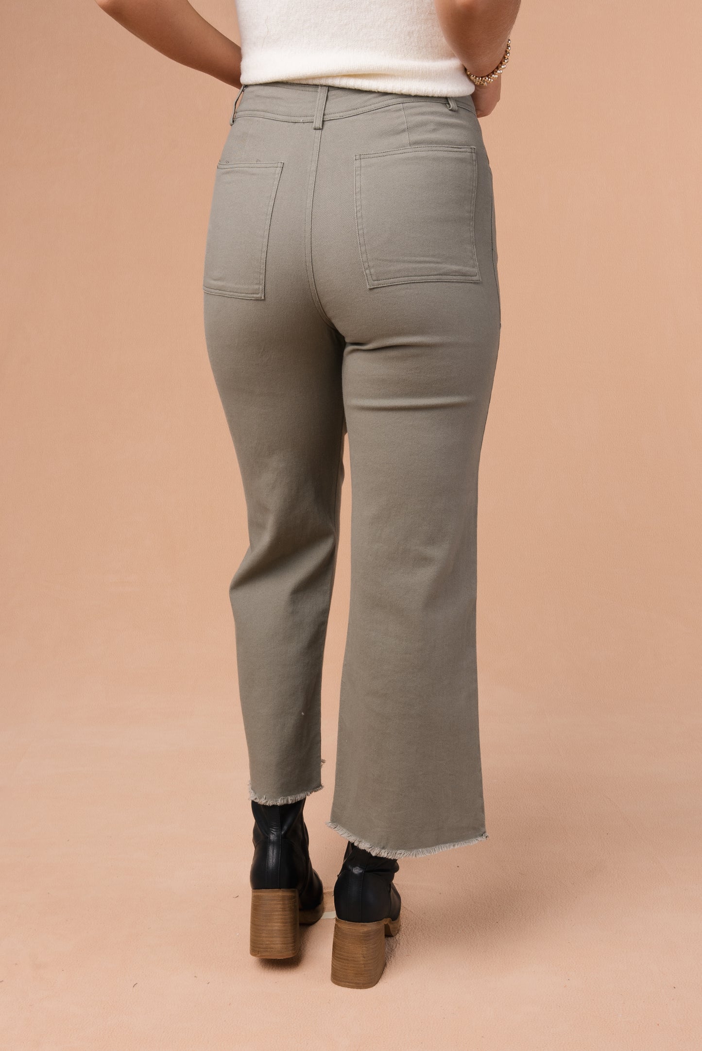 Button Fly Wide Leg Pants