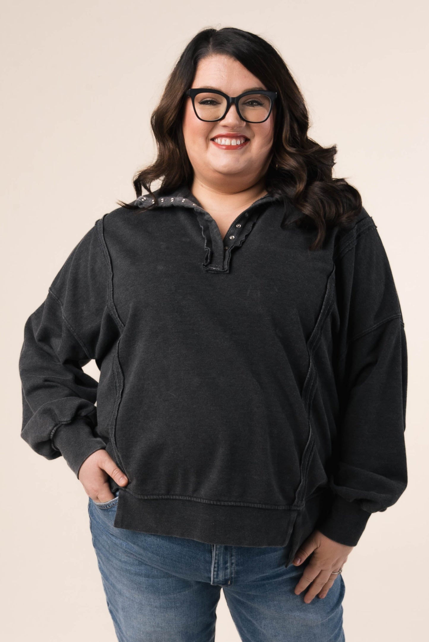 Mineral Washed Half Snap Pullover