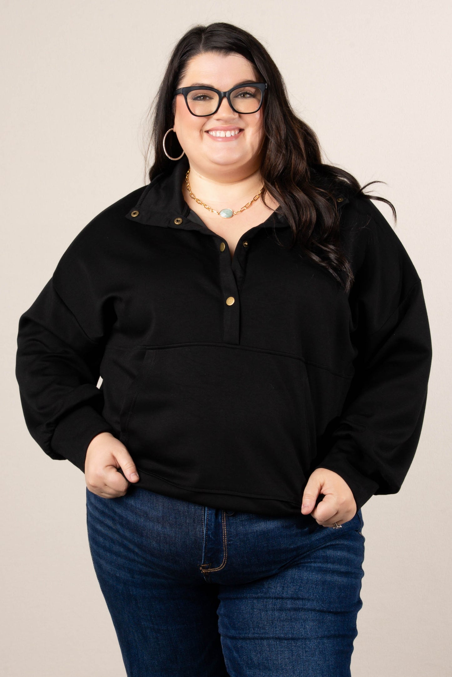 Half Snap Drawstring Pullover