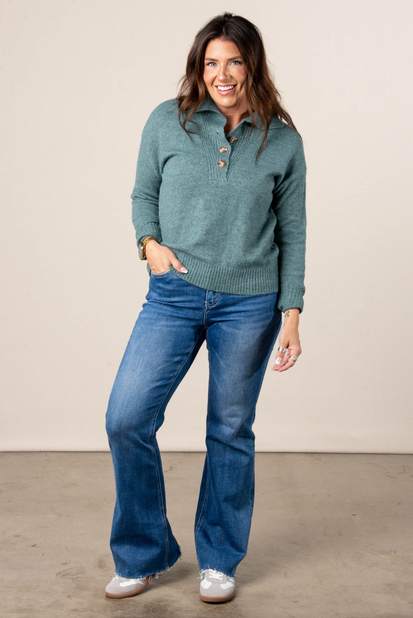 Livia Collared Henley Sweater