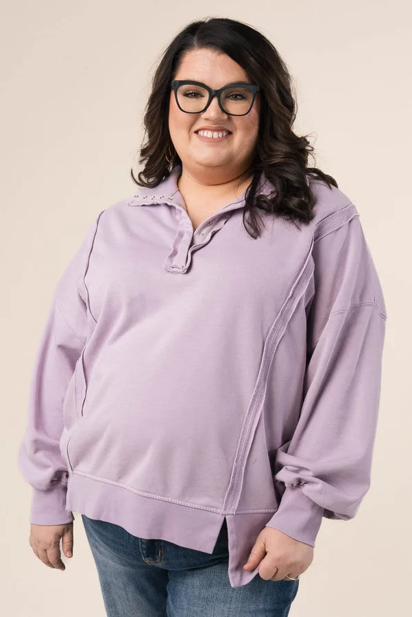 Mineral Washed Half Snap Pullover