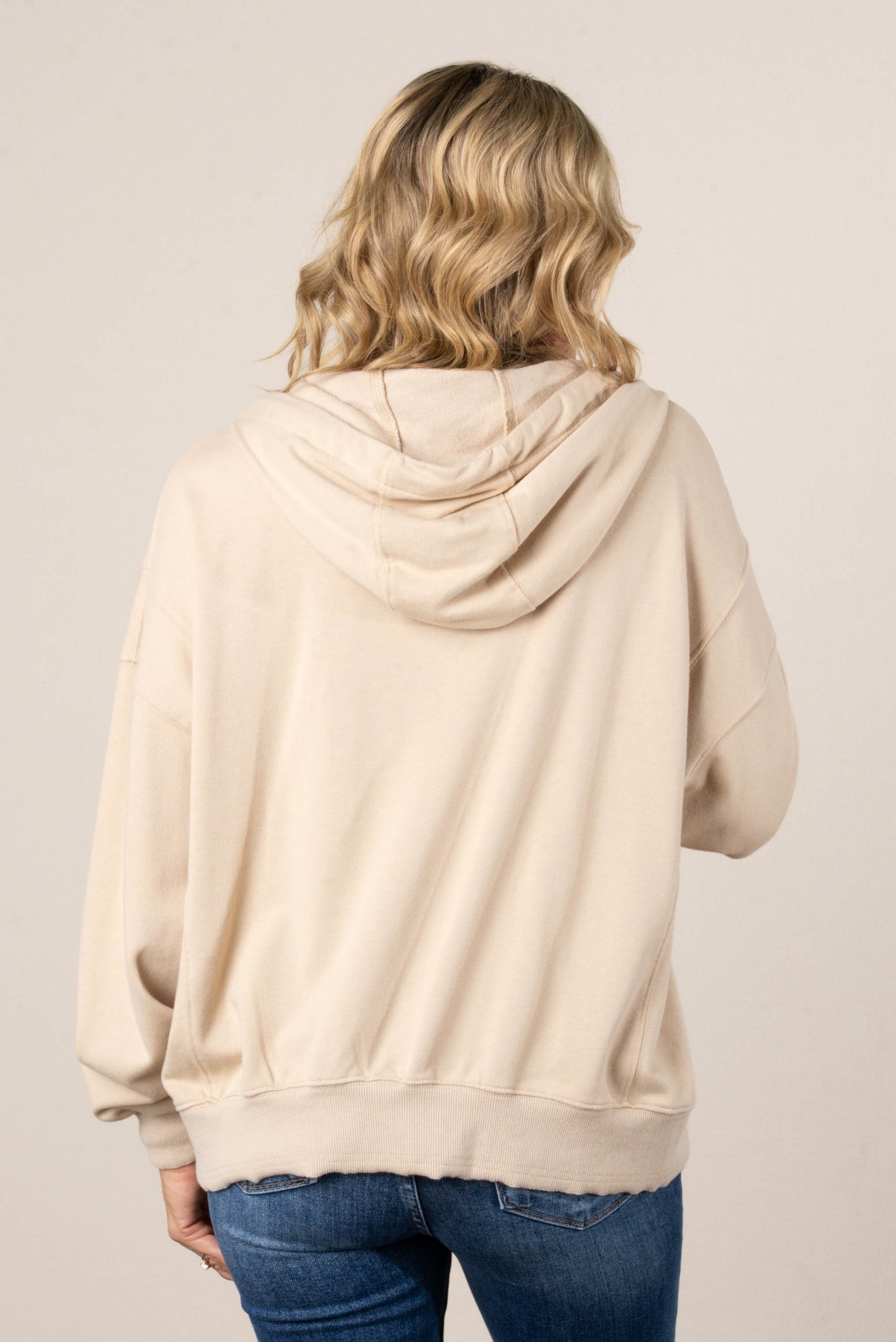 Half Zip Split Hem Hooded Pullover