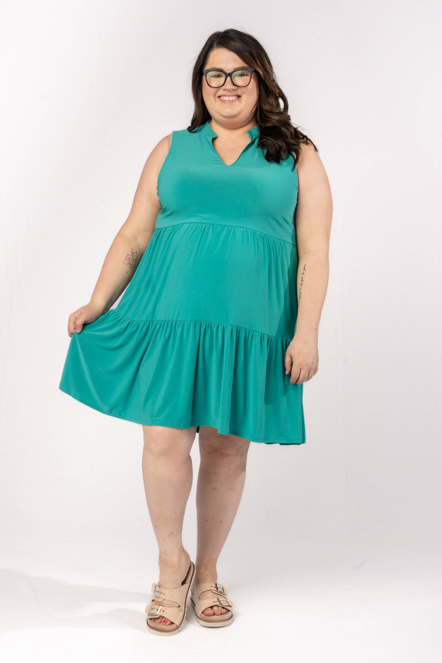 Liz Solid Tiered Dress