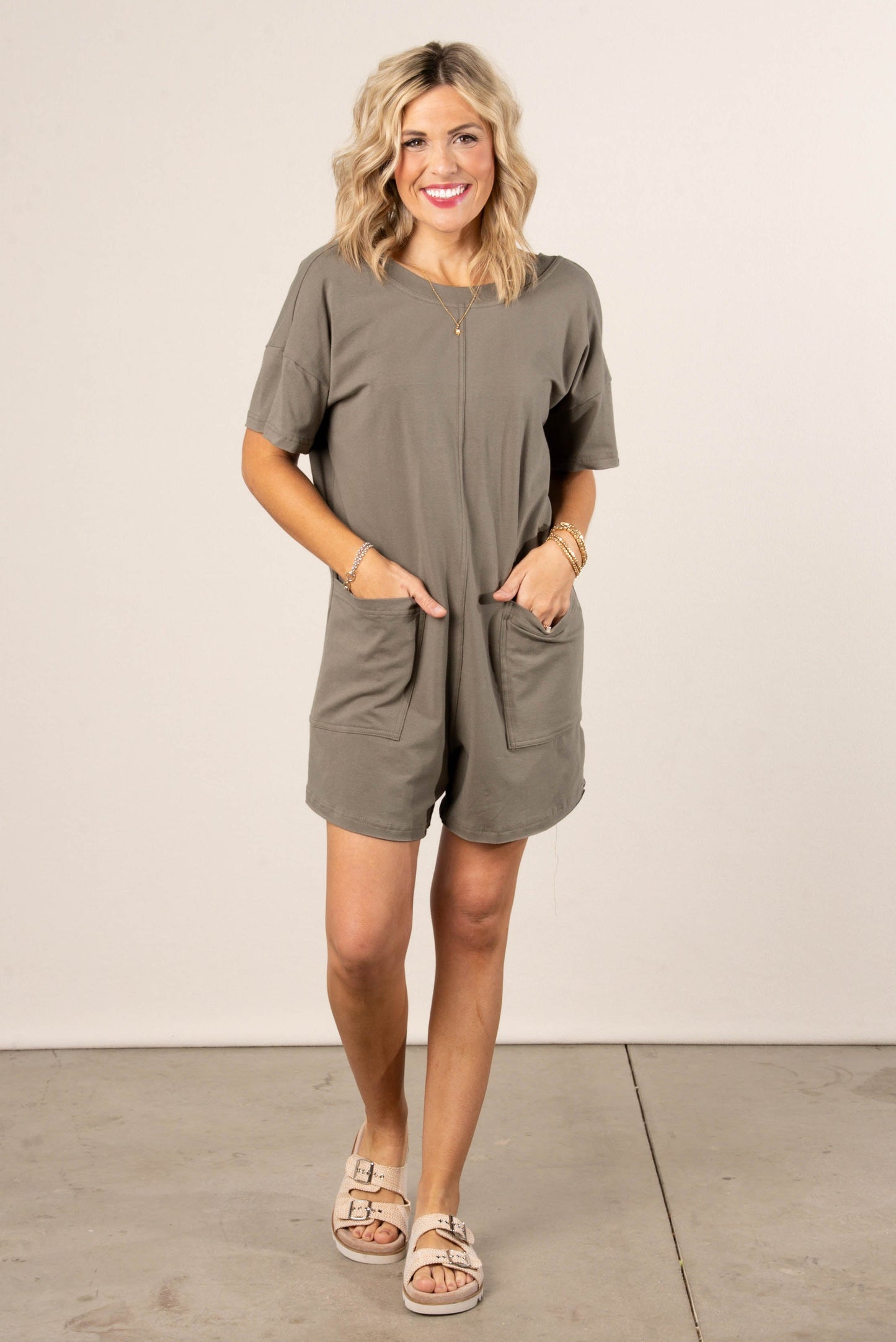 Reversible T-Shirt Romper in Olive *Final Sale*