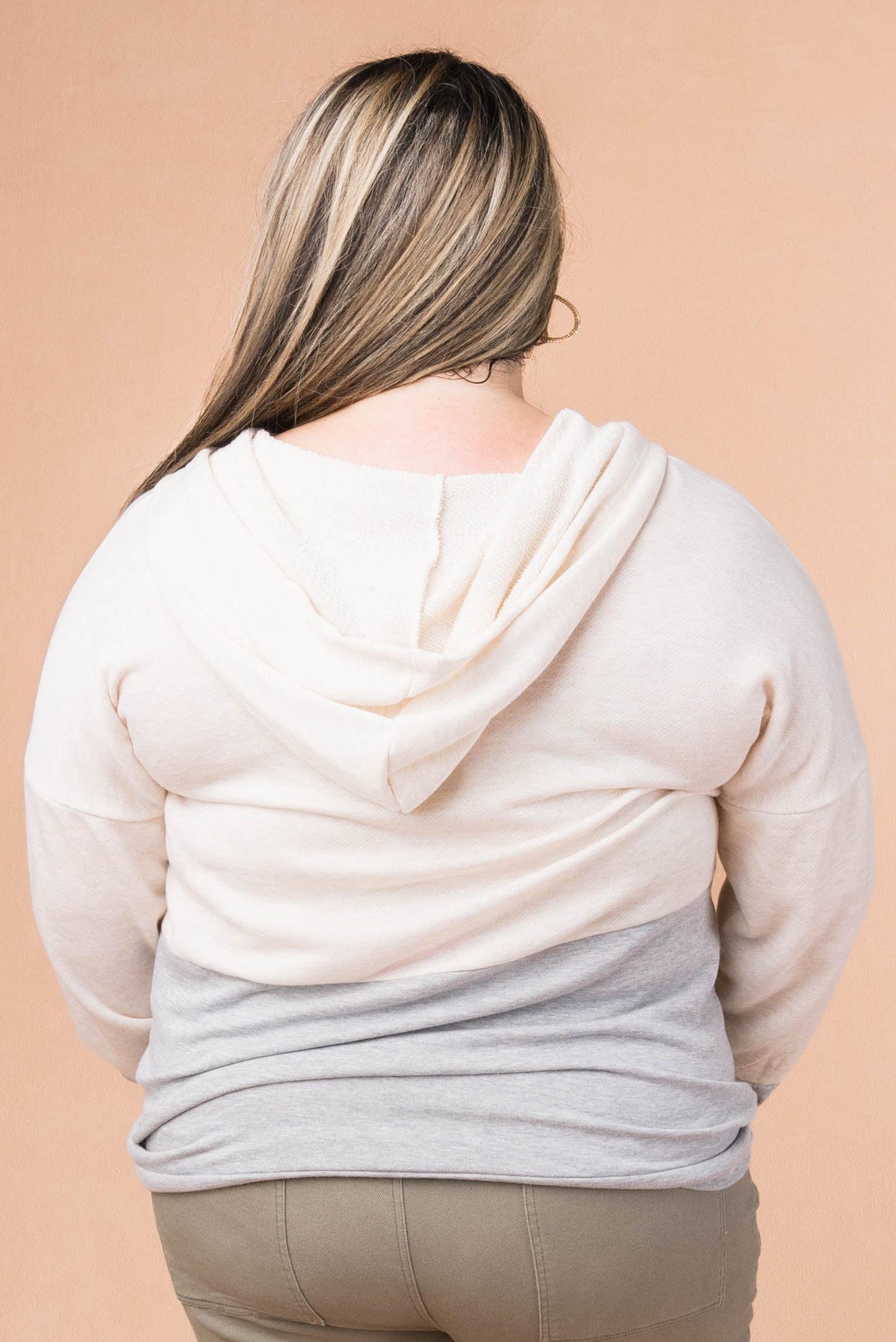 Reverse Knit Henley Hooded Top *Final Sale*