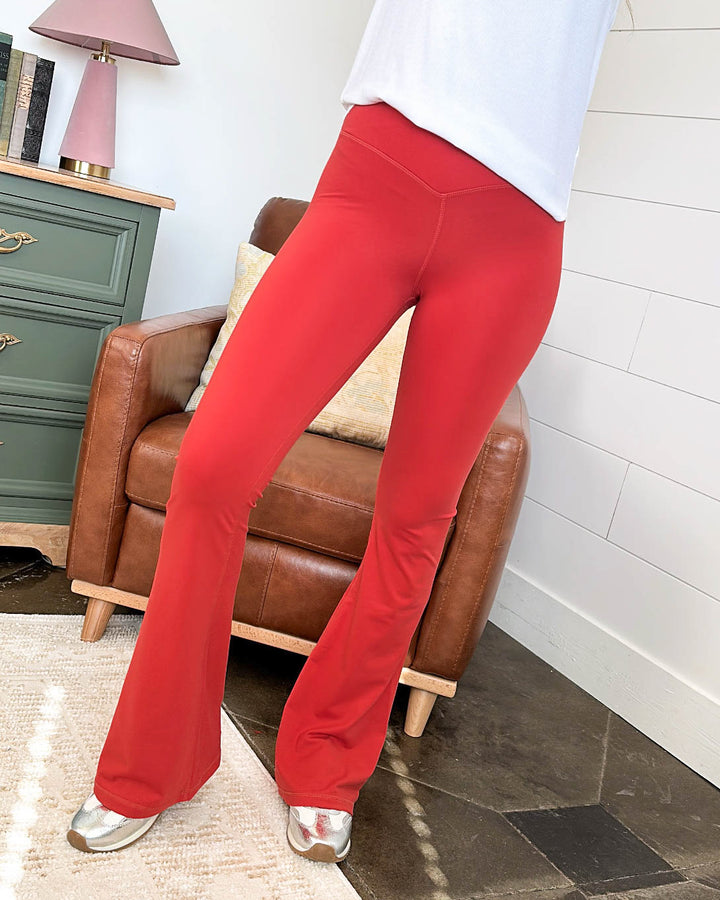 Ready To Jet Crossover Waist Flared Yoga Pants