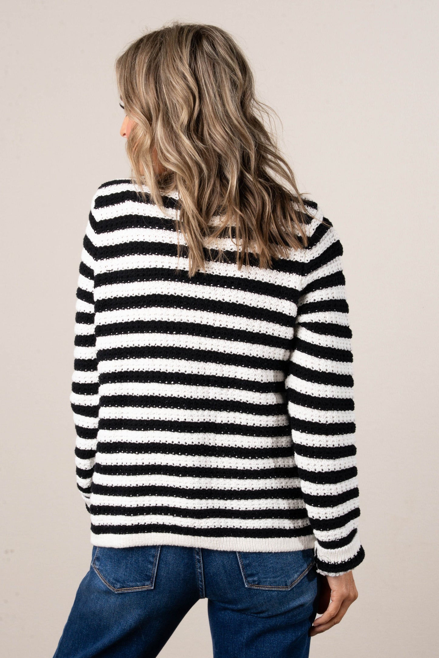 Stripe Knit Button Up Cardigan